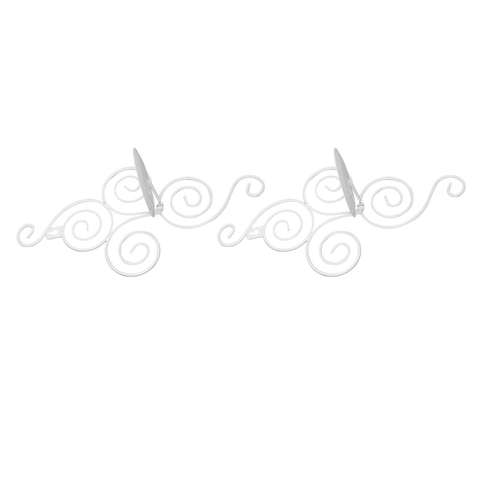 2 Sets Wall Candle Holder Foldable European Style Swirl Wrought Iron Wall Hanging Candlestick Holder Home Decoration White - Image 6