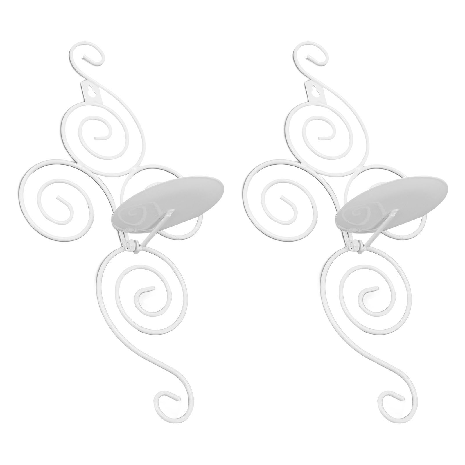 2 Sets Wall Candle Holder Foldable European Style Swirl Wrought Iron Wall Hanging Candlestick Holder Home Decoration White - Image 7