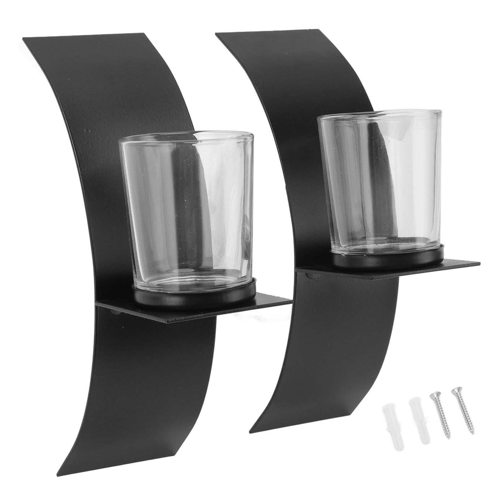 2Set Wall Mounted Candlestick Iron Three Dimensional Arc Design Candle Tray for Bedroom - Image 1