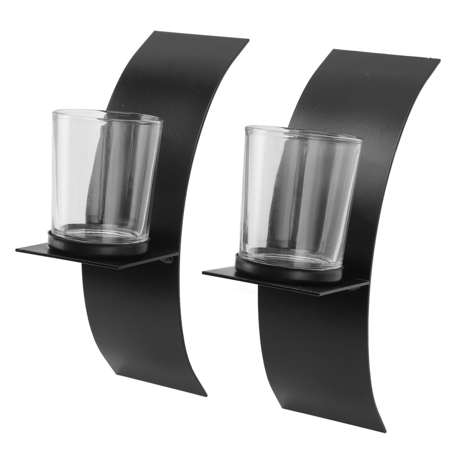 2Set Wall Mounted Candlestick Iron Three Dimensional Arc Design Candle Tray for Bedroom - Image 2