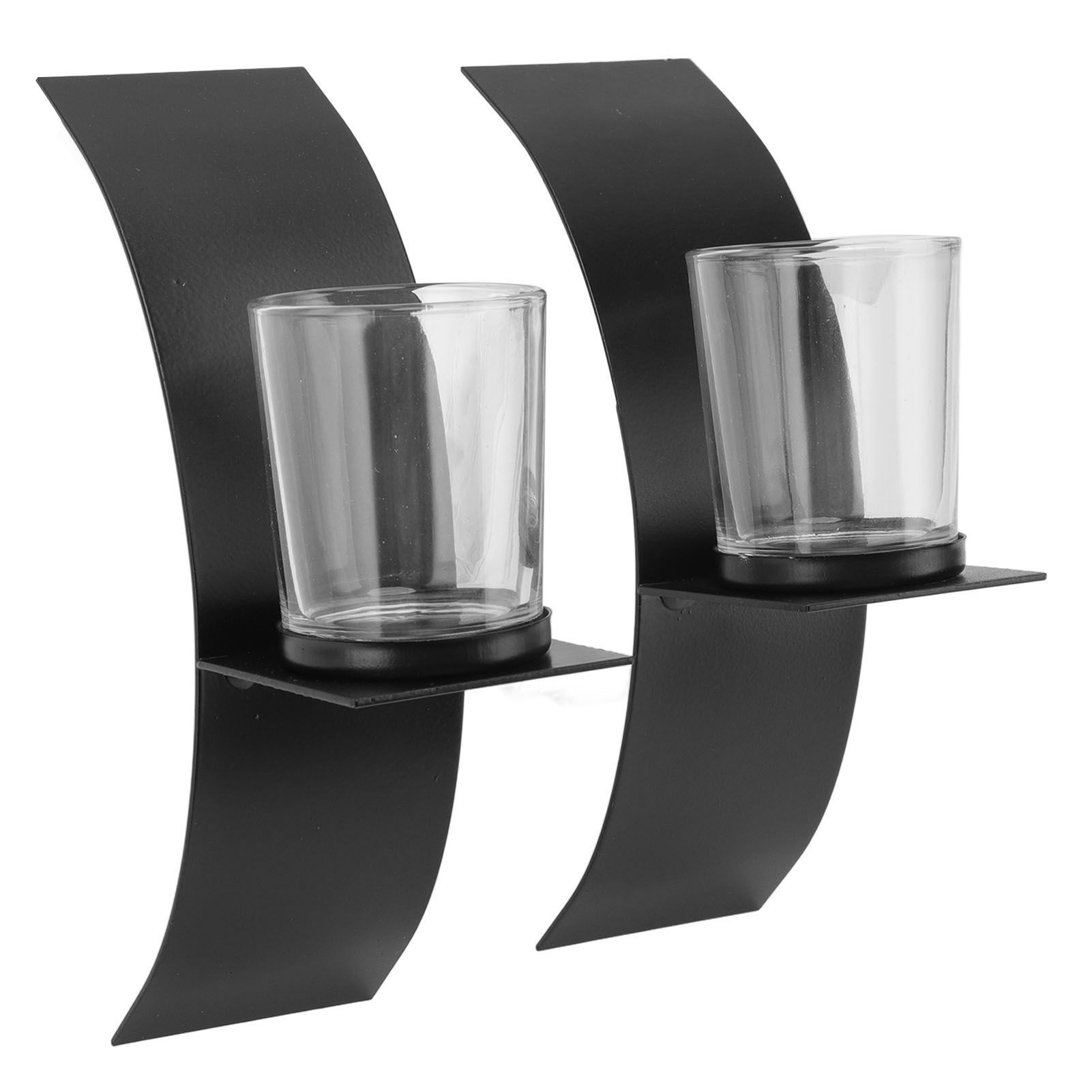 2Set Wall Mounted Candlestick Iron Three Dimensional Arc Design Candle Tray for Bedroom - Image 3