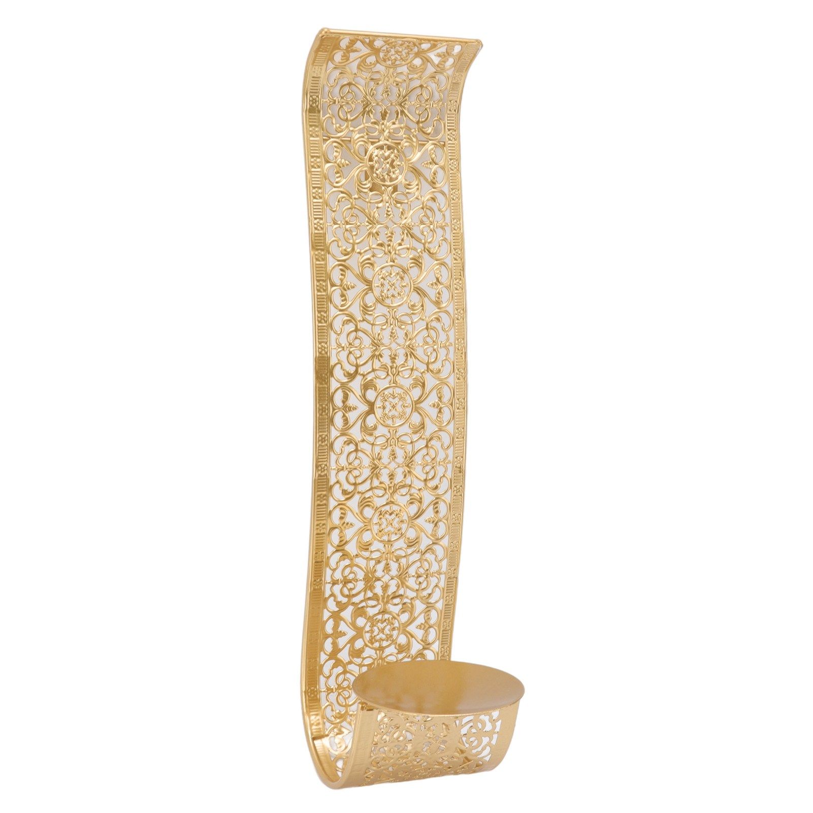 Shelving Solution Wall Sconce Candle Holder Gold Hollow Carved Exquisite Details Metal Wall Candle Holder for Bedrooms - Image 4