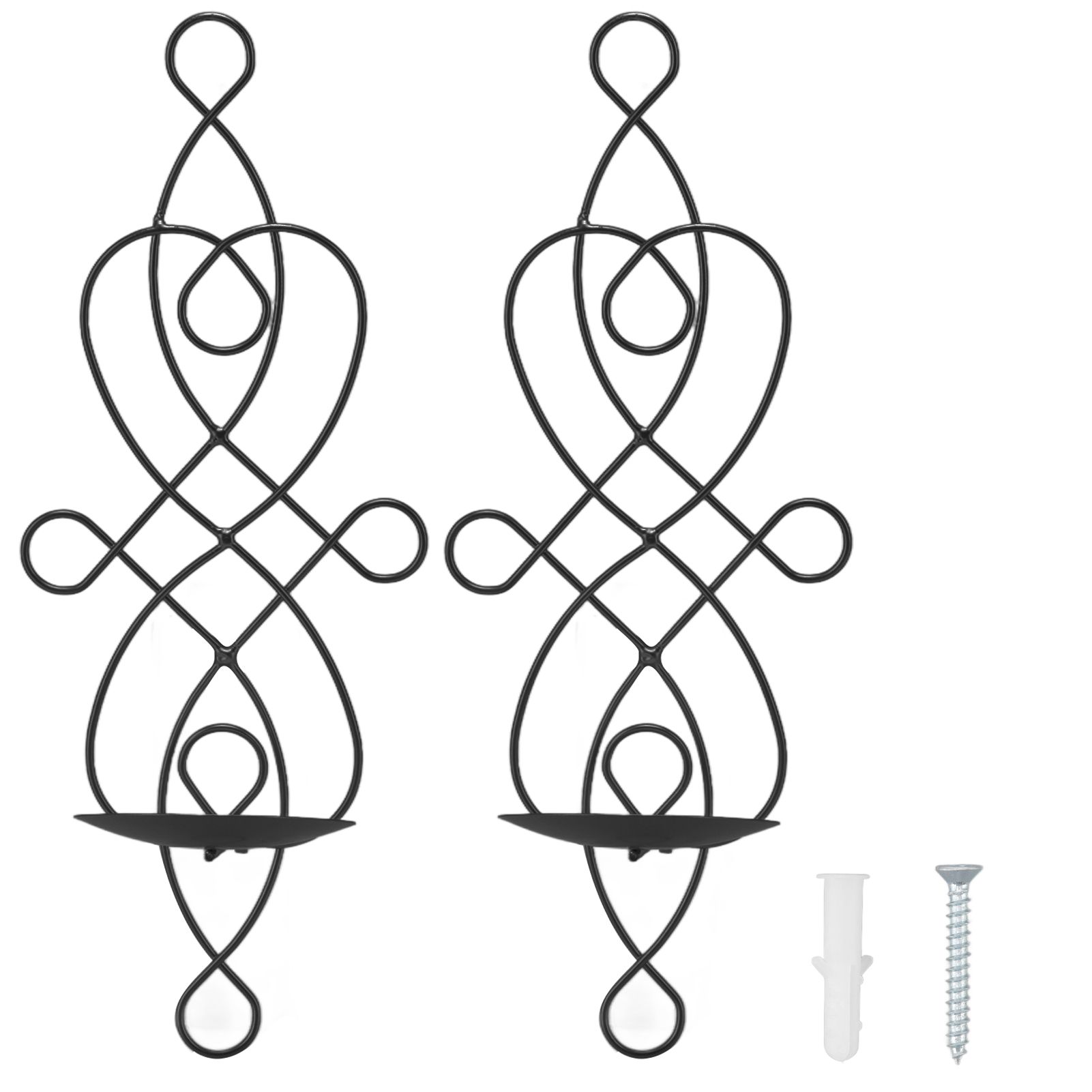 2 Sets Iron Wall Candle Sconce Holder Foldable Deformation Resistance Innovative Wall Candle Holder for Bedroom Dining Room Black - Image 1