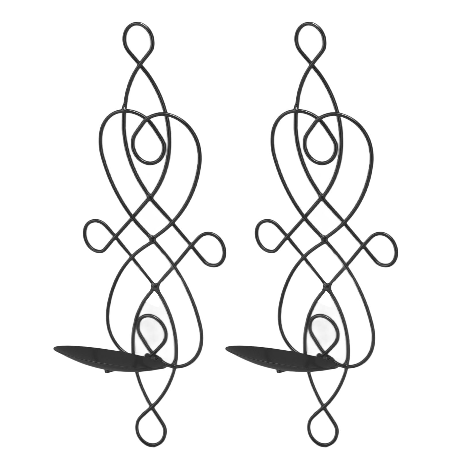 2 Sets Iron Wall Candle Sconce Holder Foldable Deformation Resistance Innovative Wall Candle Holder for Bedroom Dining Room Black - Image 3