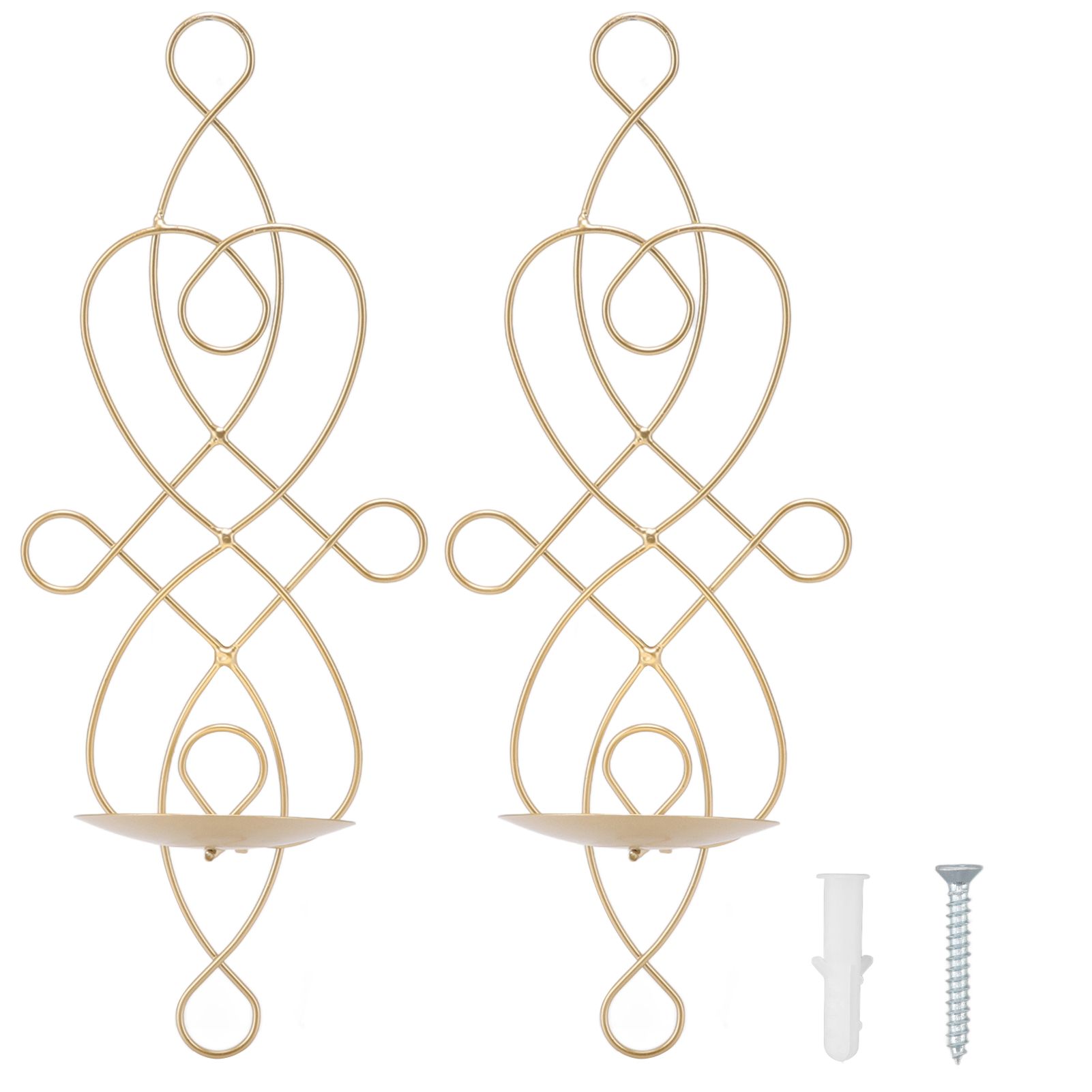 2 Sets Iron Wall Candle Sconce Holder Foldable Deformation Resistance Innovative Wall Candle Holder for Bedroom Dining Room Gold - Image 1