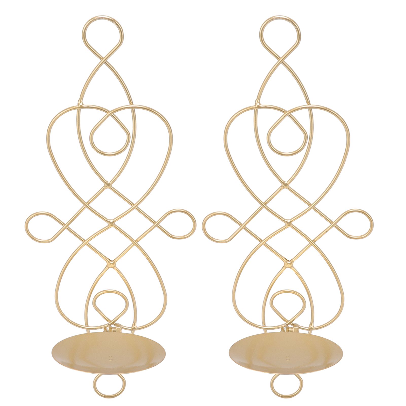 2 Sets Iron Wall Candle Sconce Holder Foldable Deformation Resistance Innovative Wall Candle Holder for Bedroom Dining Room Gold - Image 2