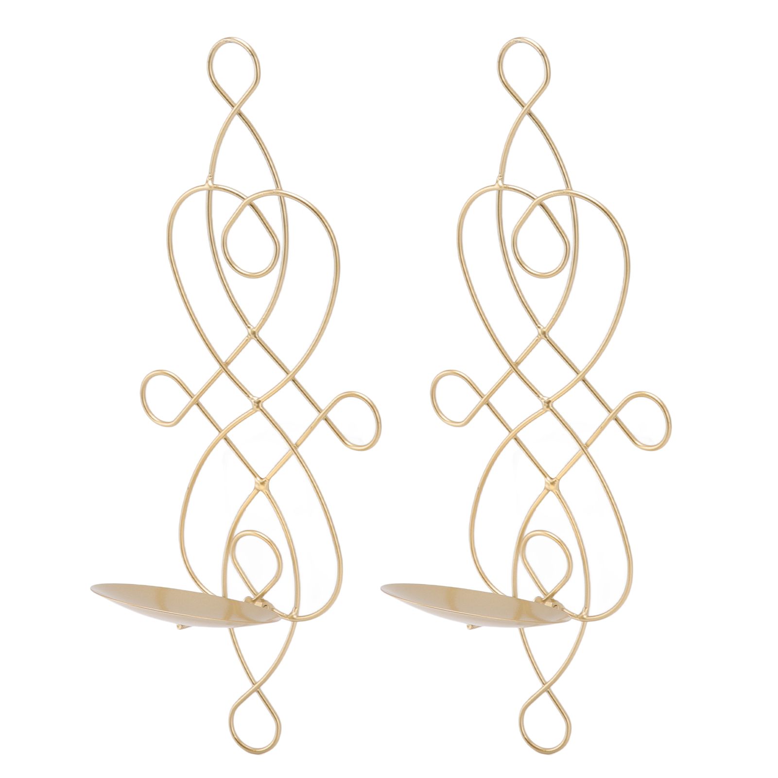 2 Sets Iron Wall Candle Sconce Holder Foldable Deformation Resistance Innovative Wall Candle Holder for Bedroom Dining Room Gold - Image 3