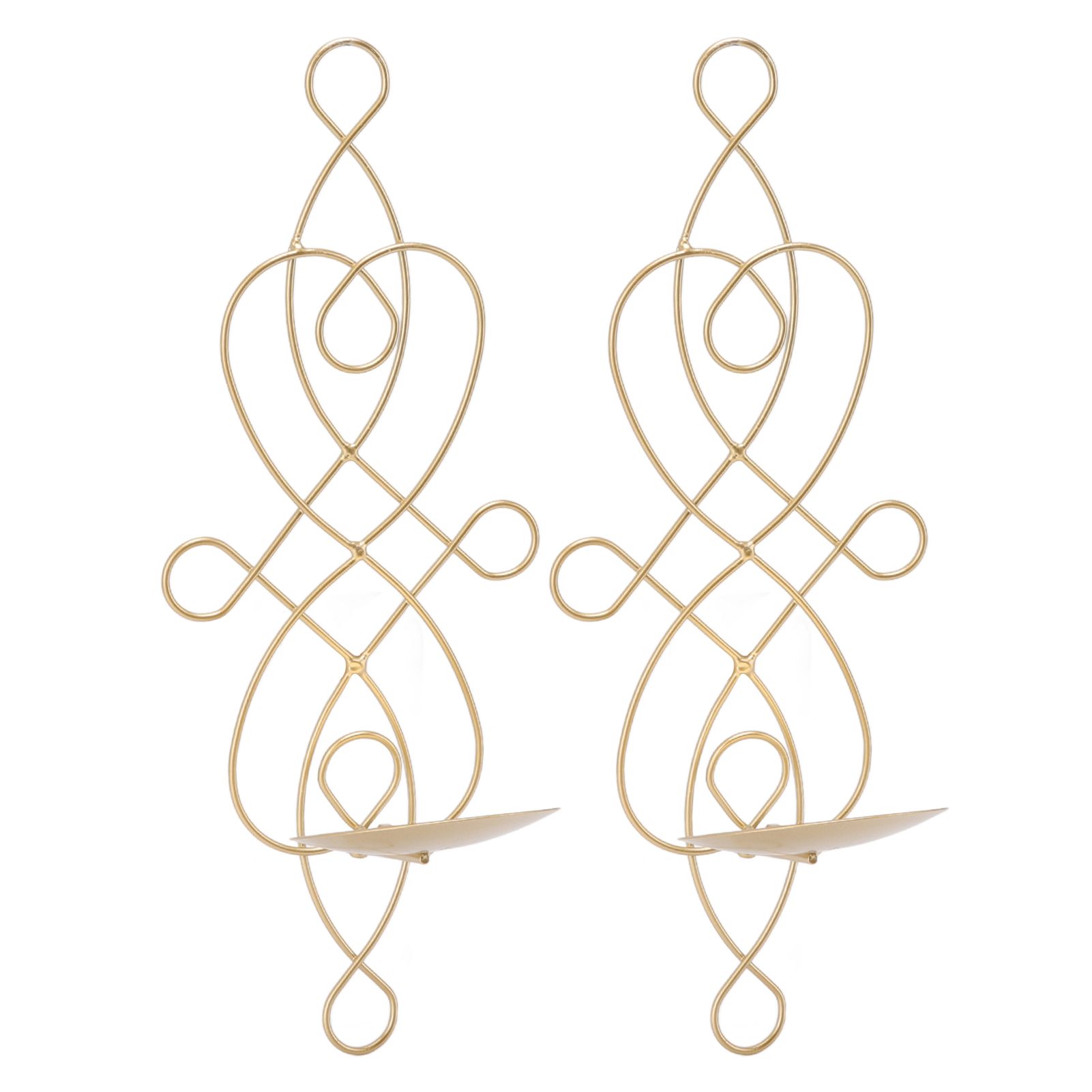 2 Sets Iron Wall Candle Sconce Holder Foldable Deformation Resistance Innovative Wall Candle Holder for Bedroom Dining Room Gold - Image 4