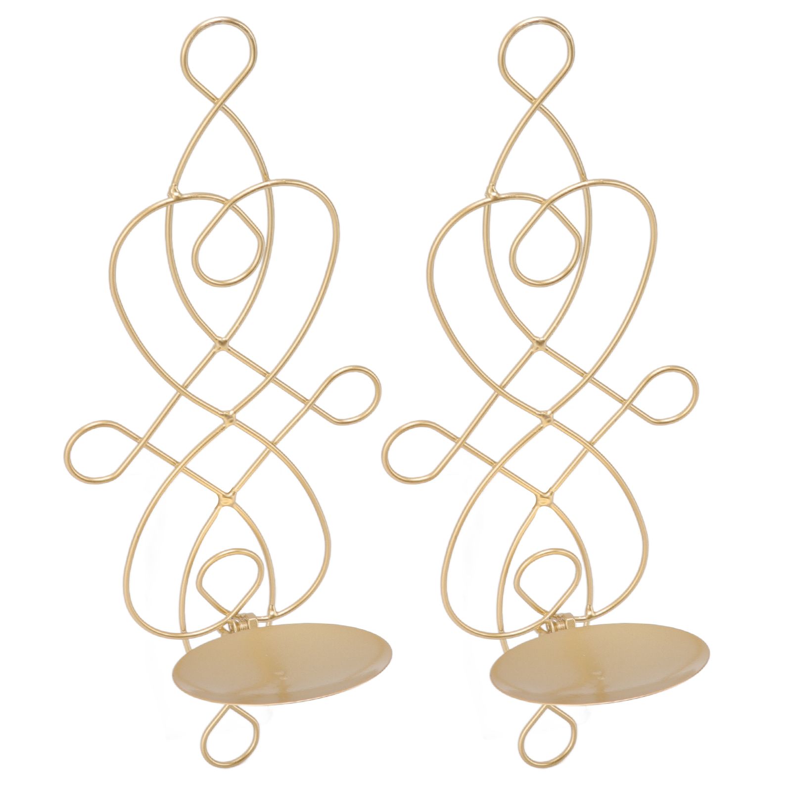 2 Sets Iron Wall Candle Sconce Holder Foldable Deformation Resistance Innovative Wall Candle Holder for Bedroom Dining Room Gold - Image 5