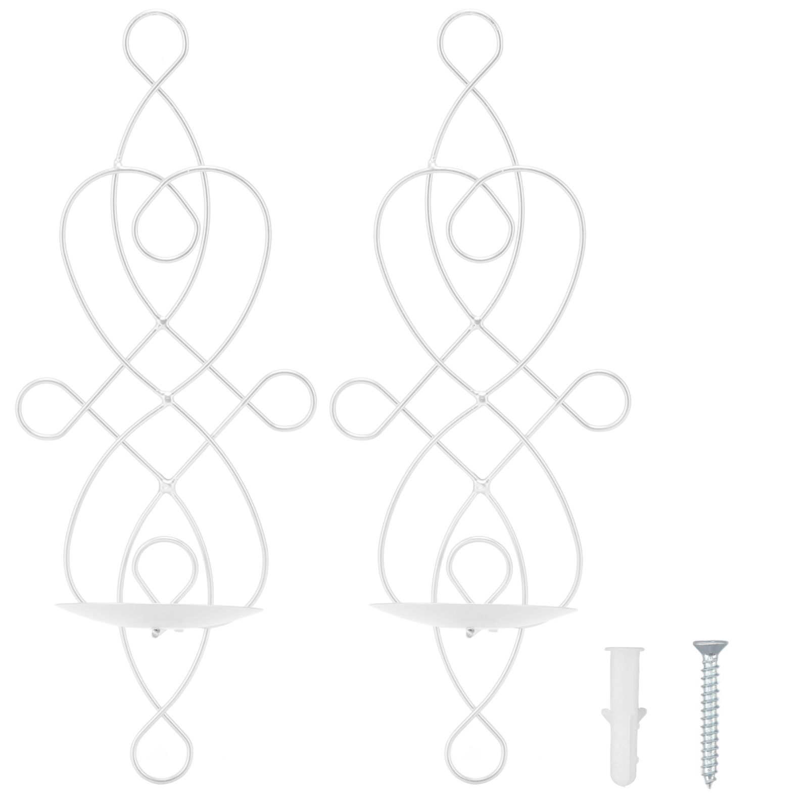 2 Sets Iron Wall Candle Sconce Holder Foldable Deformation Resistance Innovative Wall Candle Holder for Bedroom Dining Room White - Image 1