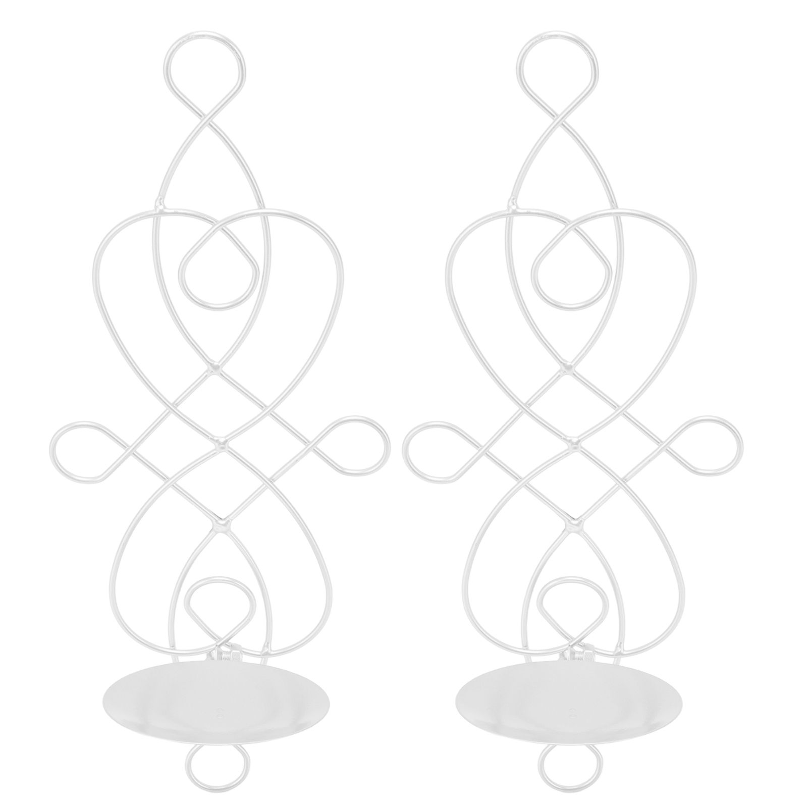 2 Sets Iron Wall Candle Sconce Holder Foldable Deformation Resistance Innovative Wall Candle Holder for Bedroom Dining Room White - Image 2