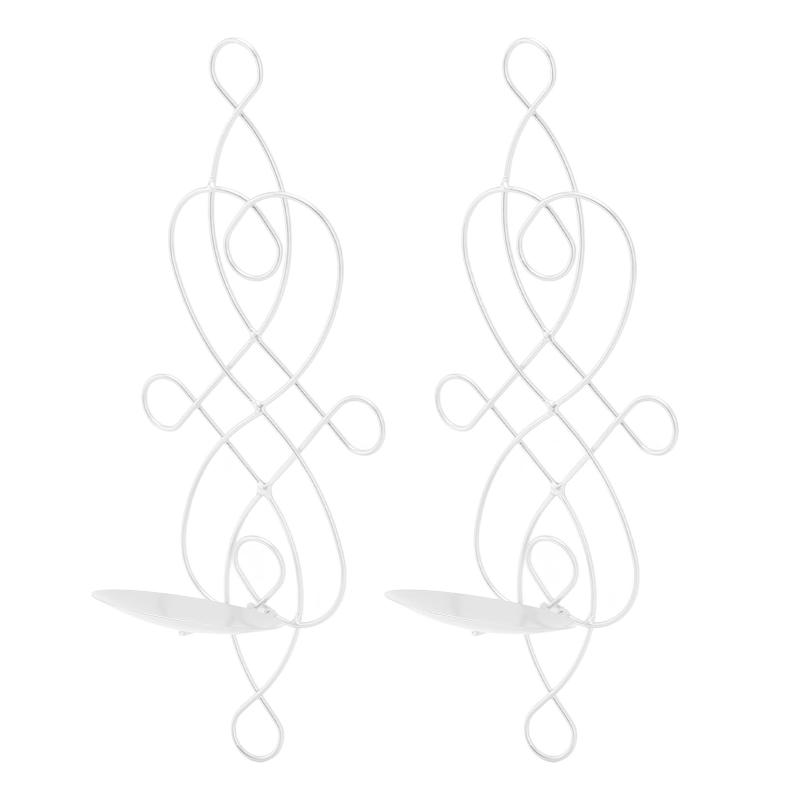 2 Sets Iron Wall Candle Sconce Holder Foldable Deformation Resistance Innovative Wall Candle Holder for Bedroom Dining Room White - Image 3