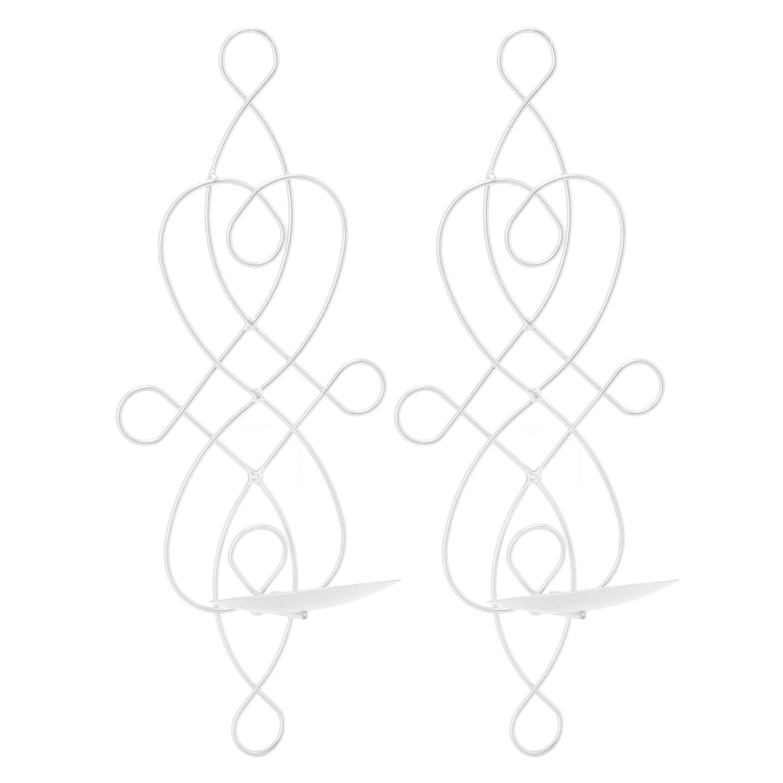 2 Sets Iron Wall Candle Sconce Holder Foldable Deformation Resistance Innovative Wall Candle Holder for Bedroom Dining Room White - Image 4