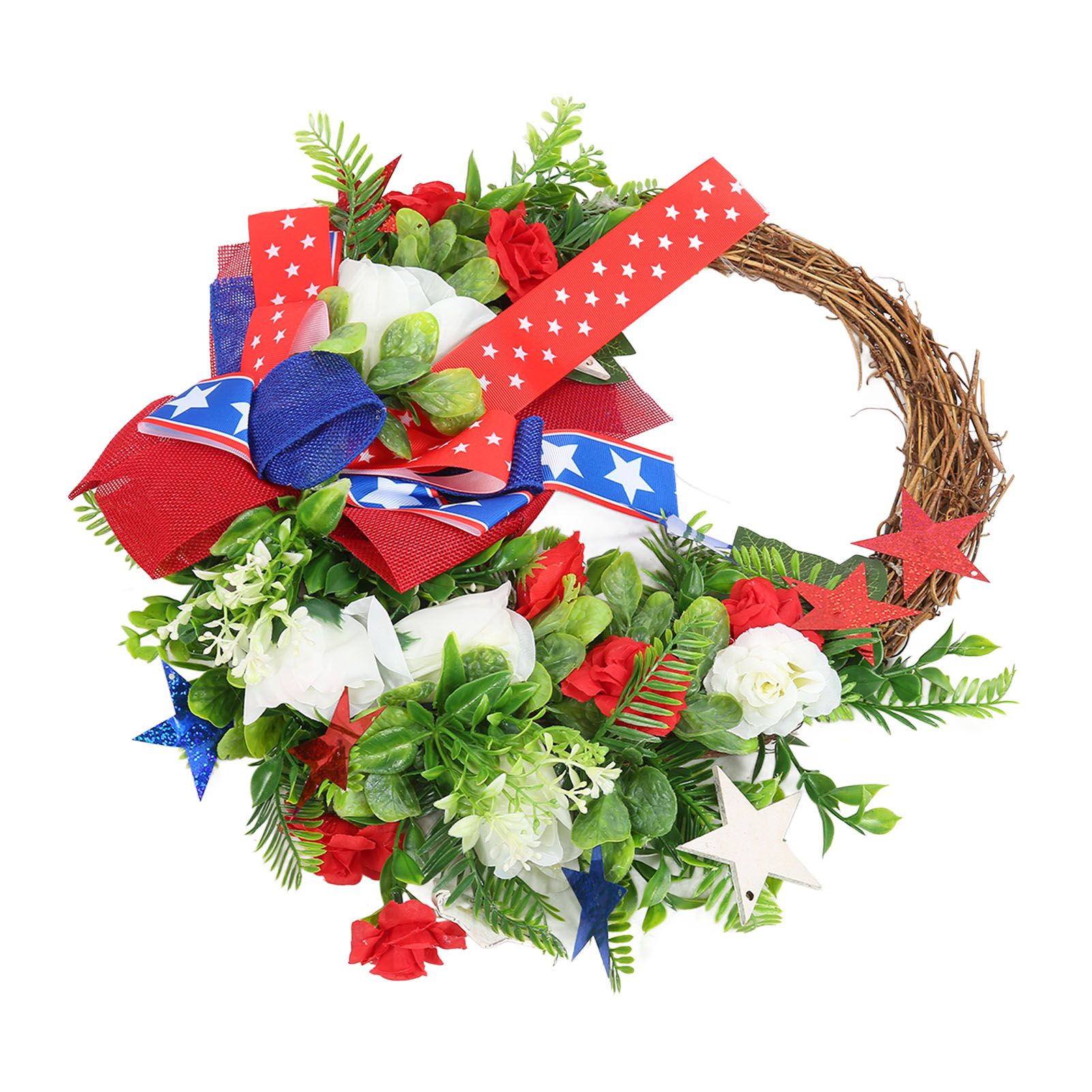 4th of July Patriotic Wreath Independence Day Wreath Decorations for Front Door Fireplace - Image 1