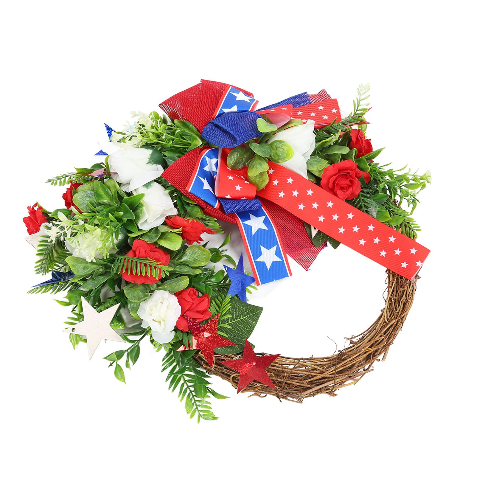 4th of July Patriotic Wreath Independence Day Wreath Decorations for Front Door Fireplace - Image 2