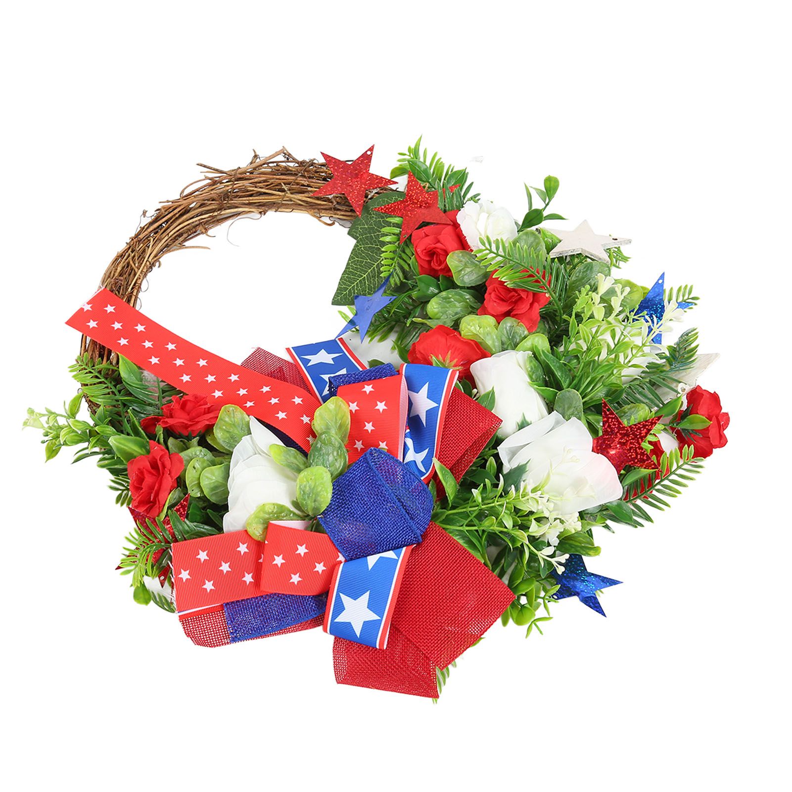 4th of July Patriotic Wreath Independence Day Wreath Decorations for Front Door Fireplace - Image 3
