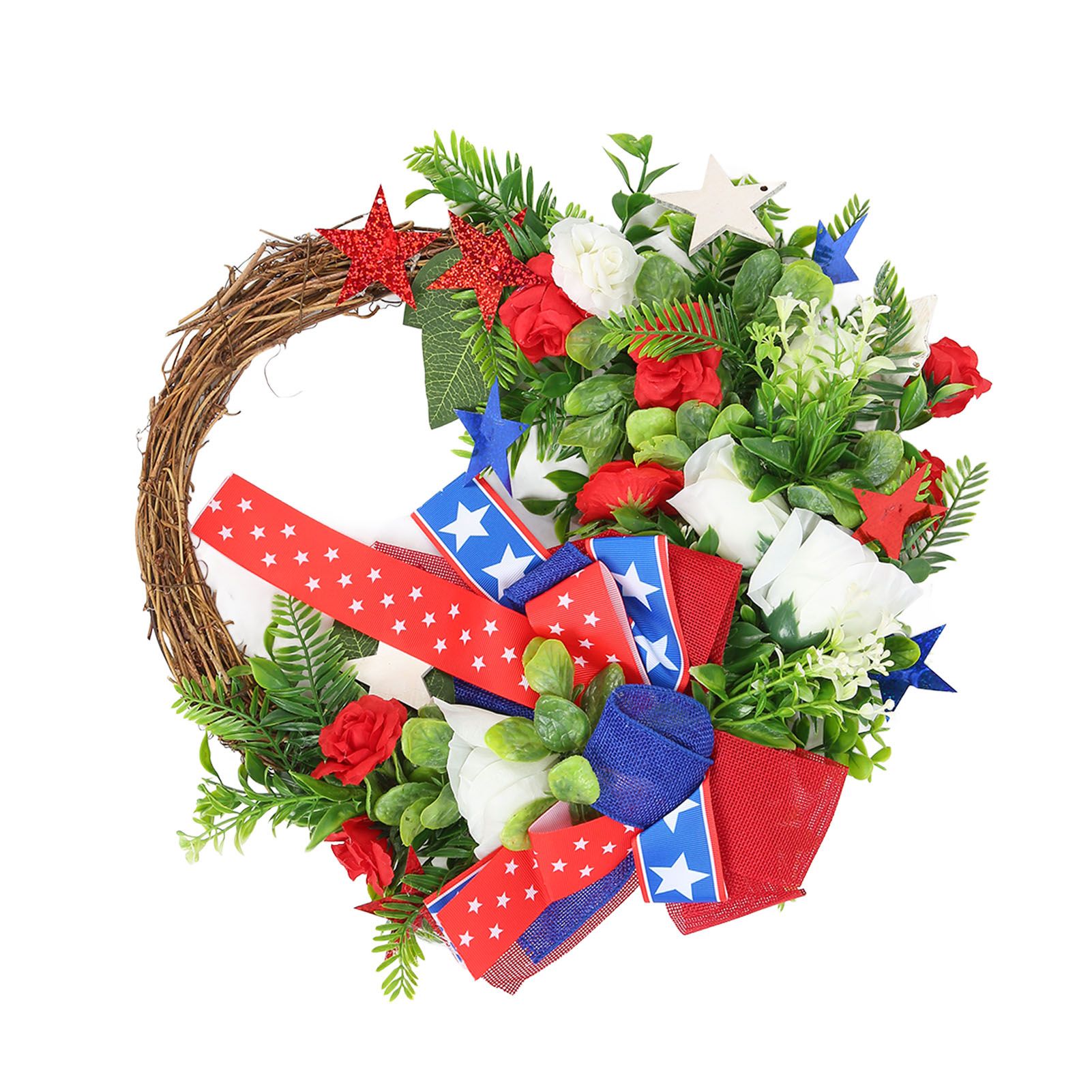 4th of July Patriotic Wreath Independence Day Wreath Decorations for Front Door Fireplace - Image 4