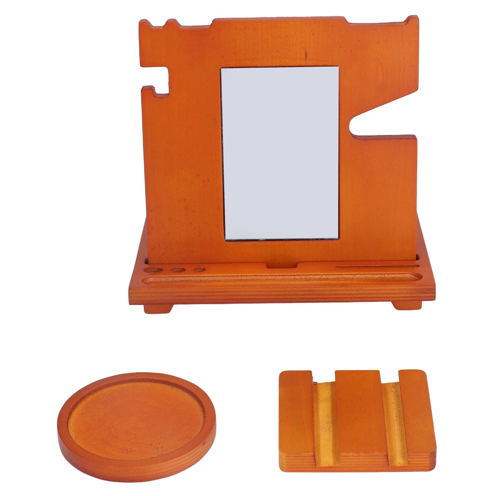 Wood Mobile Phone Base Multifunctional Durable Watch Glasses Key Storage Bracket Desktop Organizer - Image 1