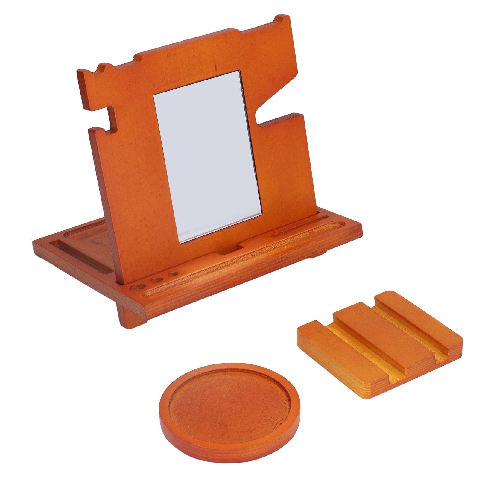 Wood Mobile Phone Base Multifunctional Durable Watch Glasses Key Storage Bracket Desktop Organizer - Image 2