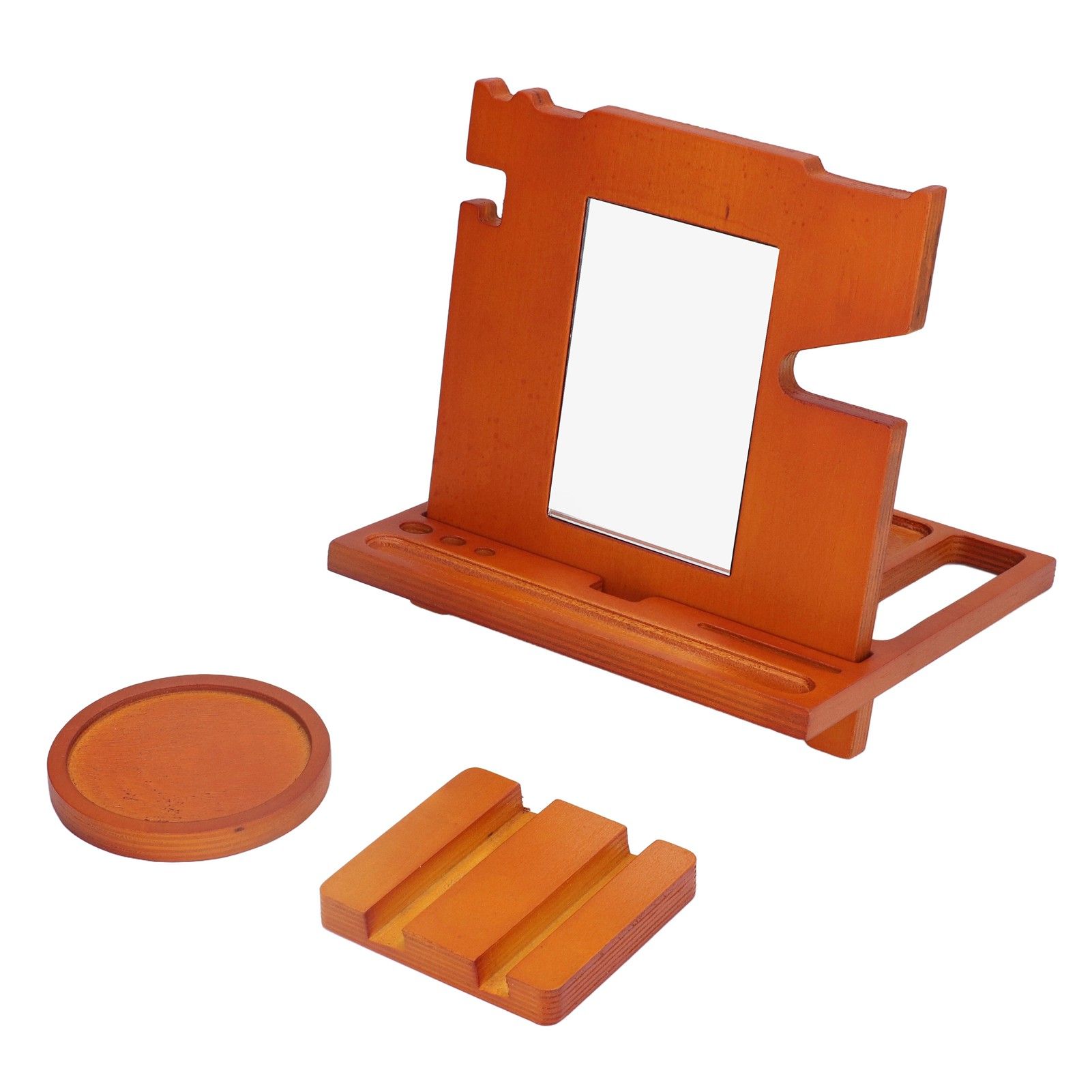 Wood Mobile Phone Base Multifunctional Durable Watch Glasses Key Storage Bracket Desktop Organizer - Image 6