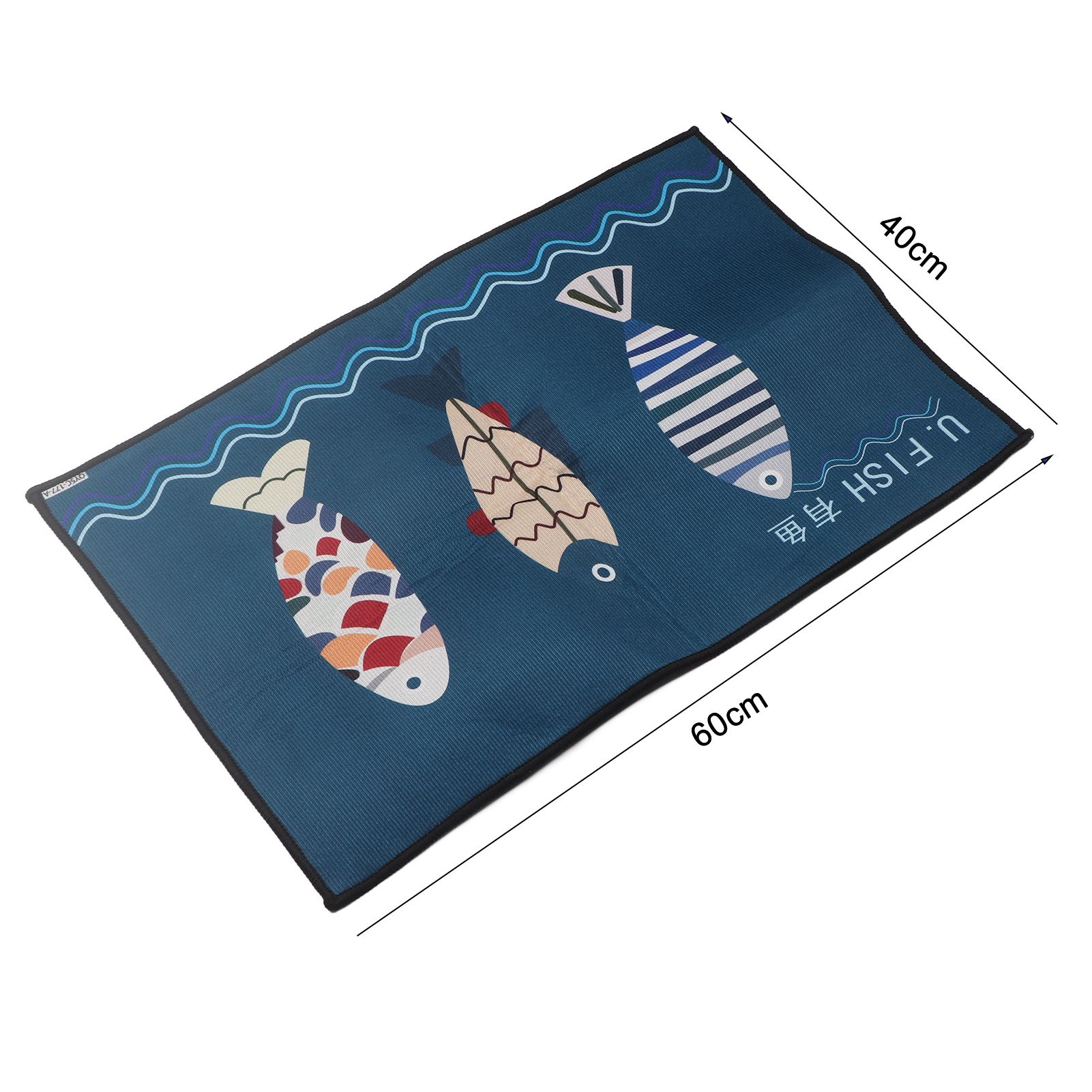 Floor Mat Prevent Slip Wearable Comfortable Cute Pattern Kitchen Pad for Living Room Bathroom Doorway Fish 40x60cm / 15.8x23.6in - Image 8