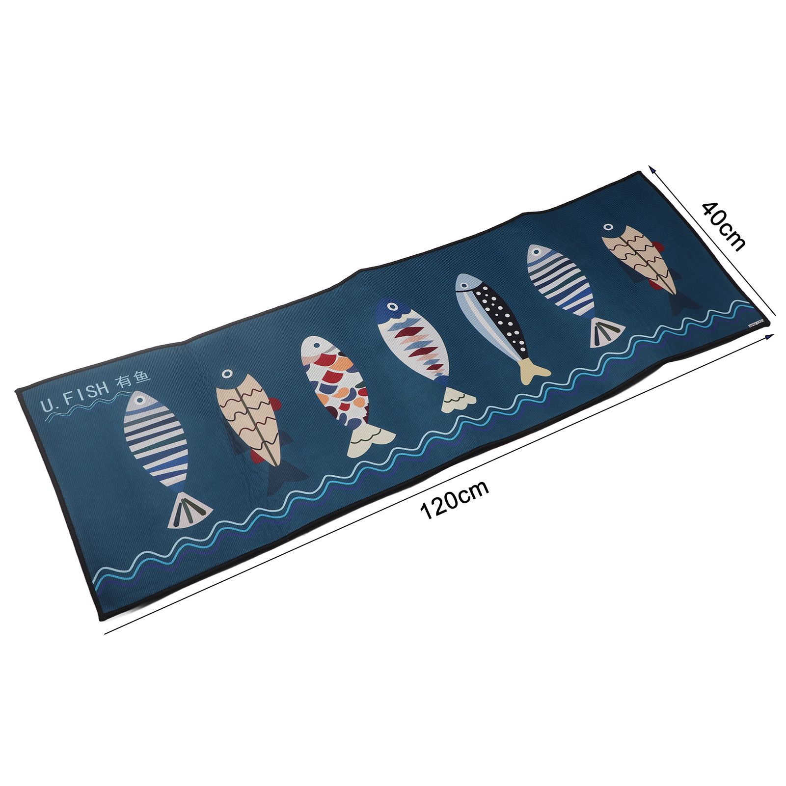 Floor Mat Prevent Slip Wearable Comfortable Cute Pattern Kitchen Pad for Living Room Bathroom Doorway Fish 40x120cm / 15.8x47.2in - Image 8