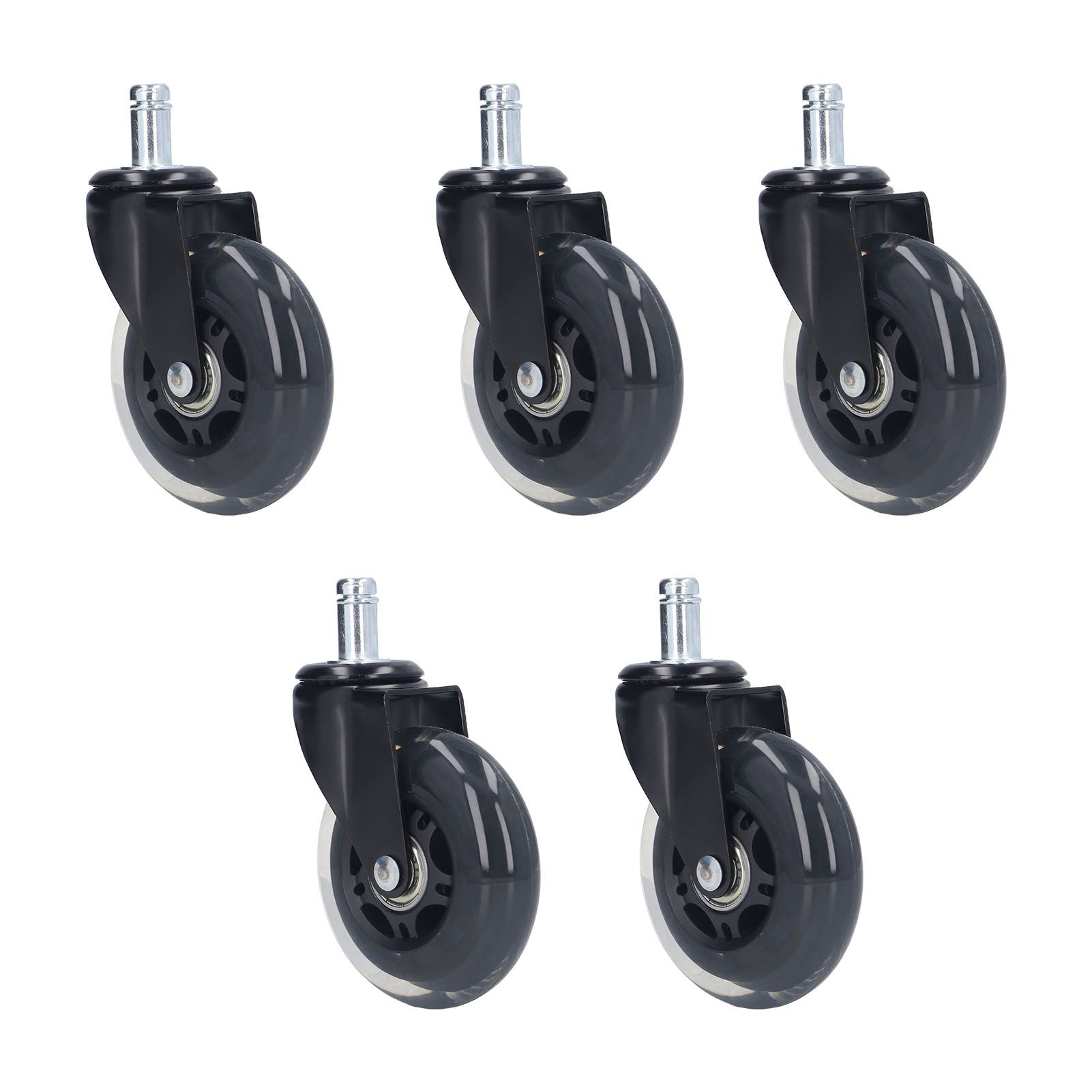 5 Pcs Chair Rotate Wheel 3in 360 Degree Noise Free Scratch Resistant Straight Chair Caster for Office - Image 1