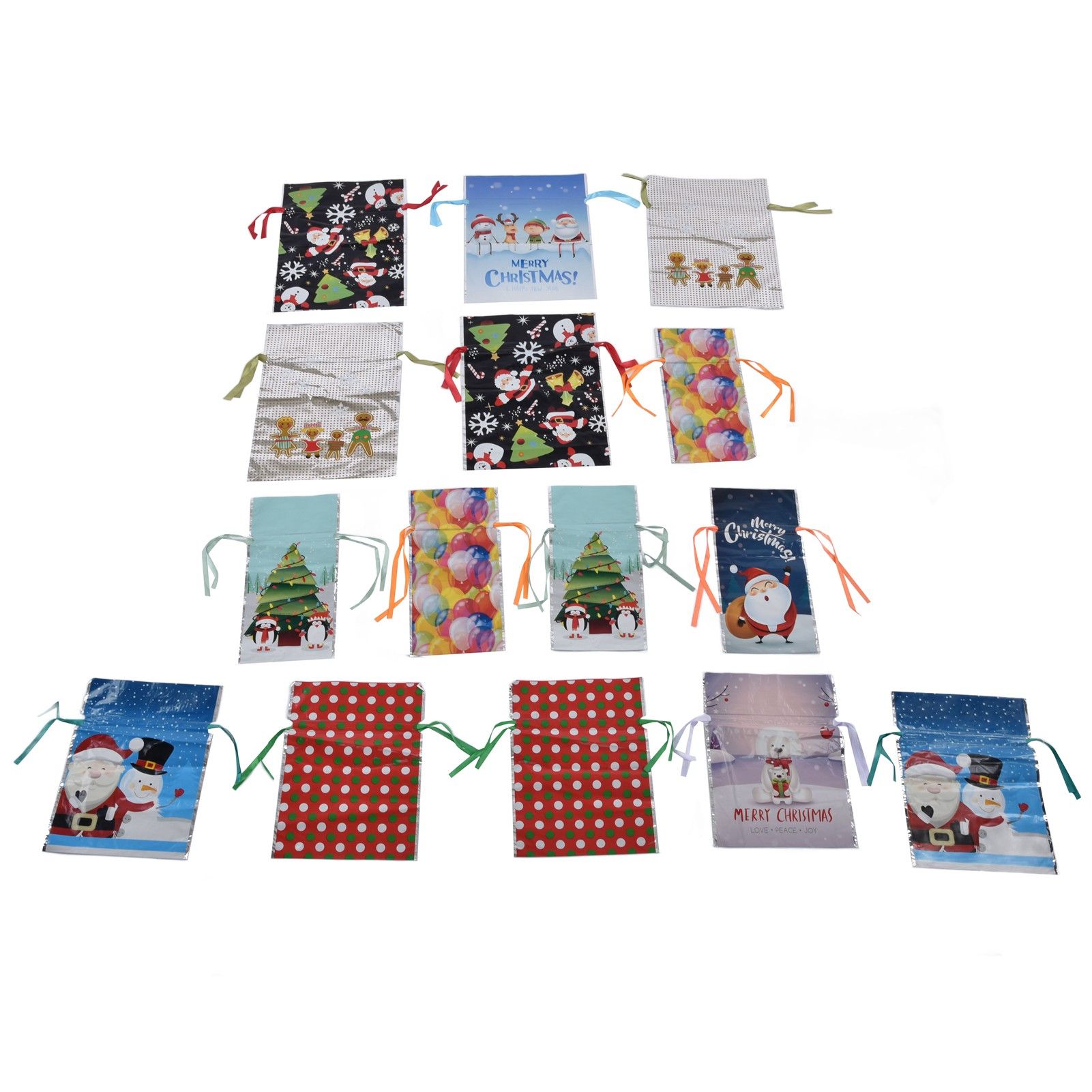 15 Pcs Christmas Drawstring Gift Bags Drawstring Packing Pouches Favors Bags for Christmas Festival Party - Image 1