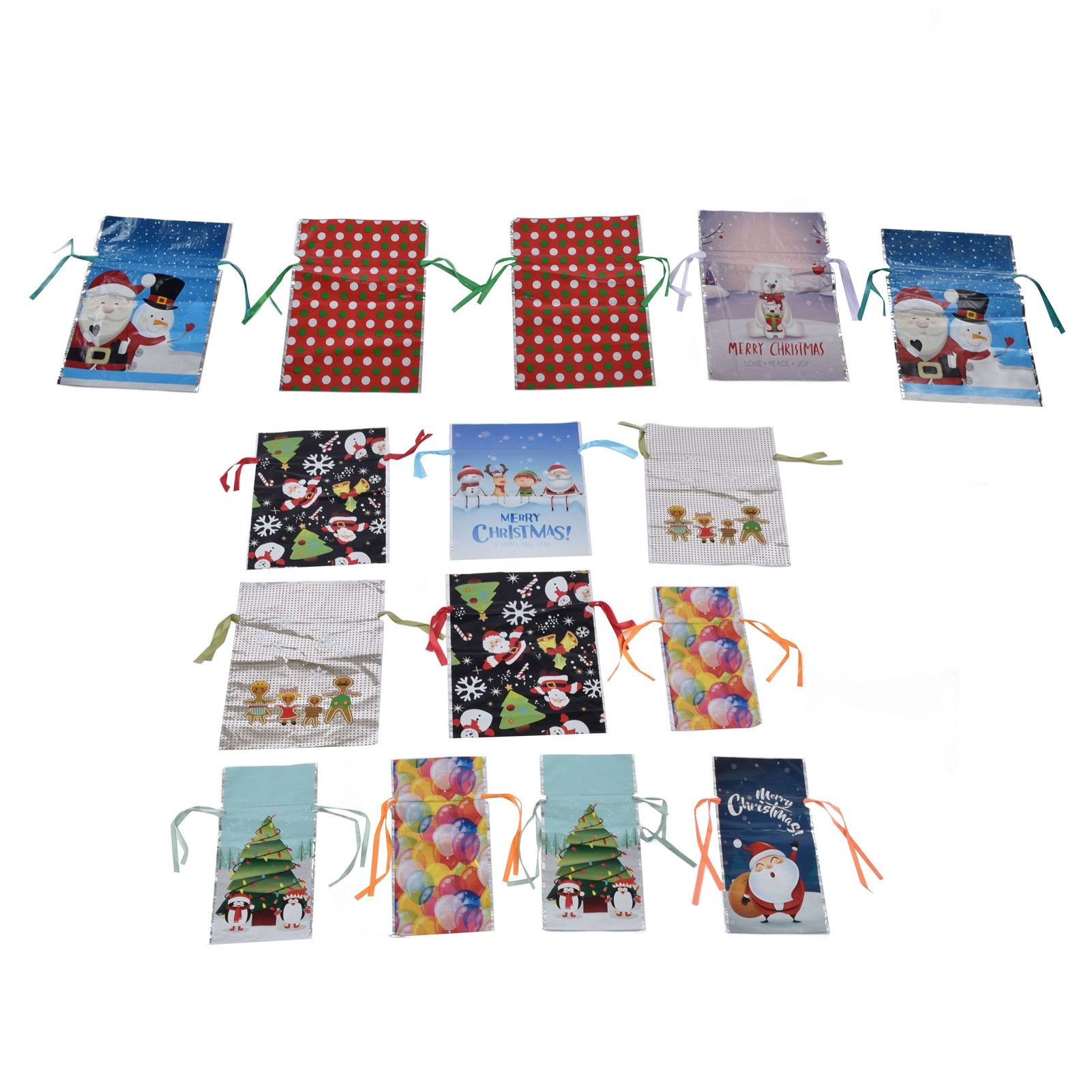 15 Pcs Christmas Drawstring Gift Bags Drawstring Packing Pouches Favors Bags for Christmas Festival Party - Image 3