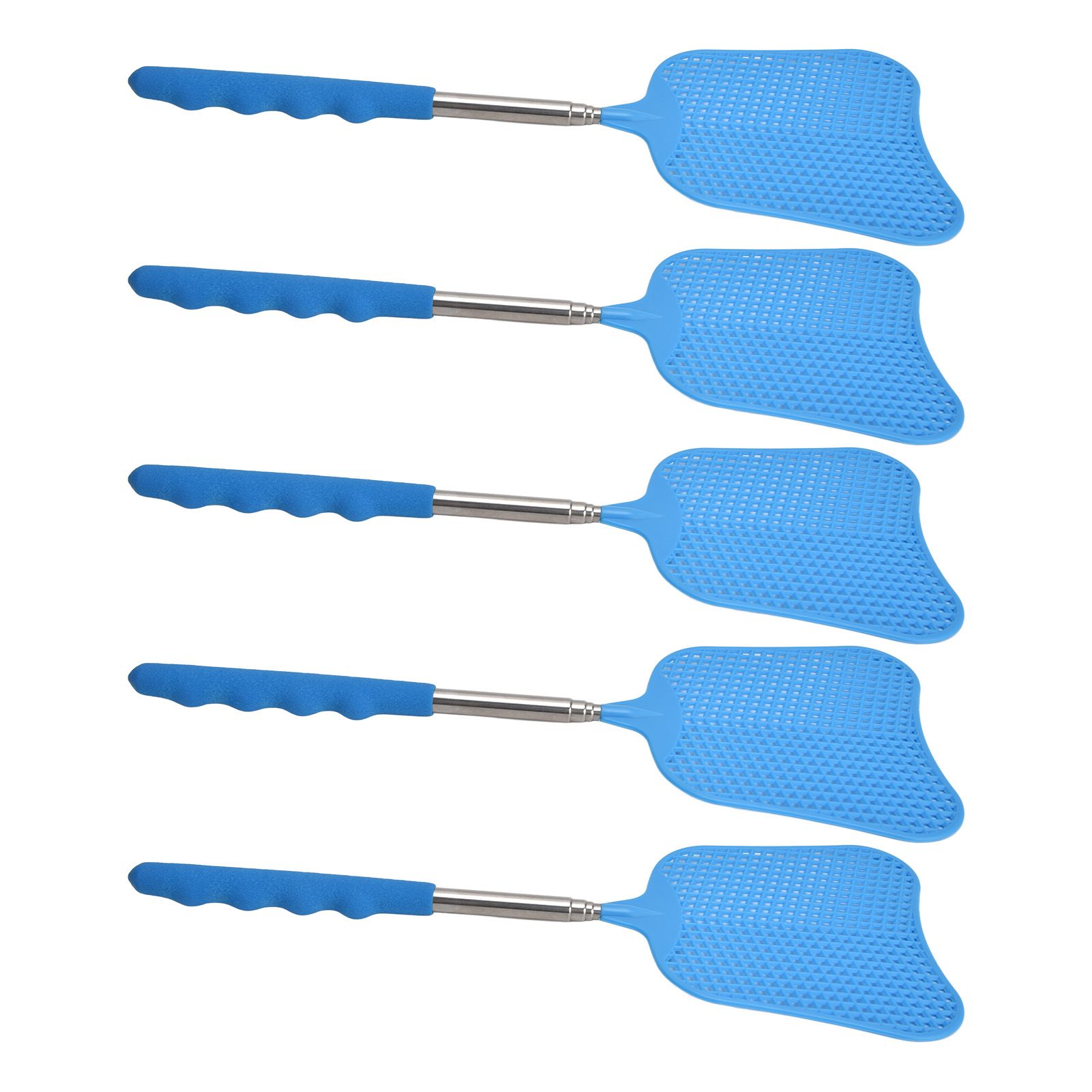 5Pcs Fly Swatter Blue Lightweight Flexible Convenient Thickened Fly Racket with Retractable Rod - Image 7