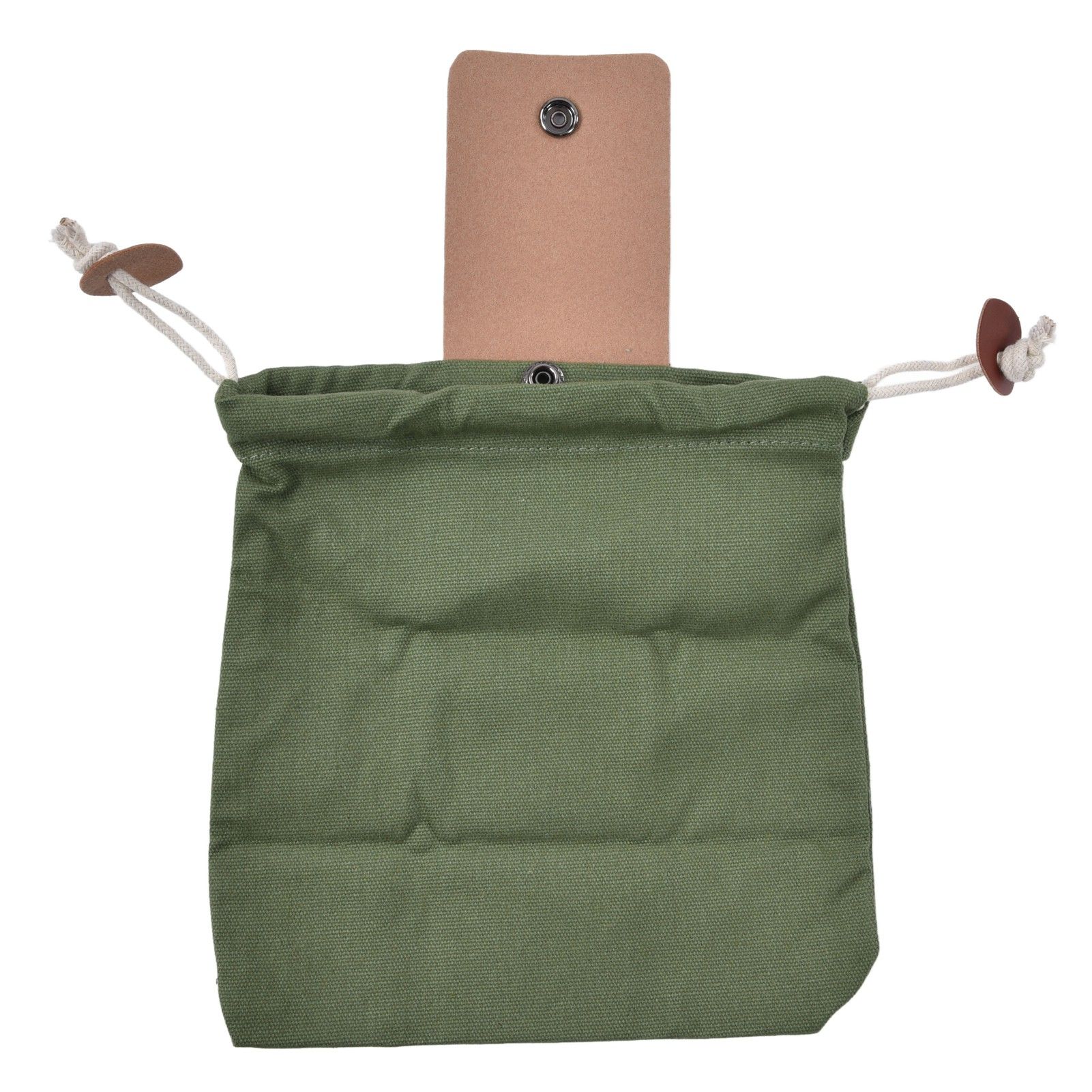 Foraging Pouch Collapsible PU Leather Canvas Mushroom Foraging Bag for Hiking Camping Hunting - Image 1