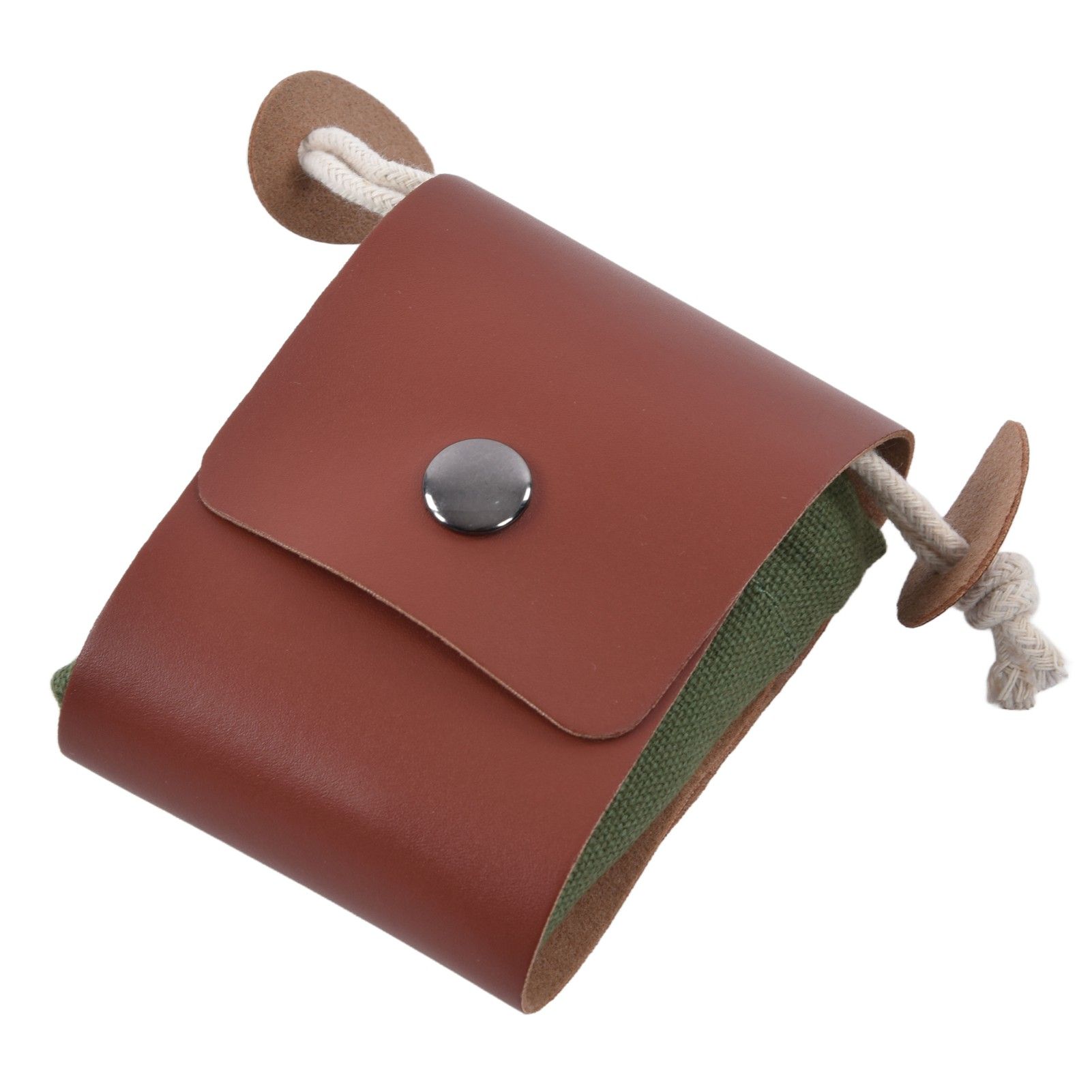 Foraging Pouch Collapsible PU Leather Canvas Mushroom Foraging Bag for Hiking Camping Hunting - Image 3