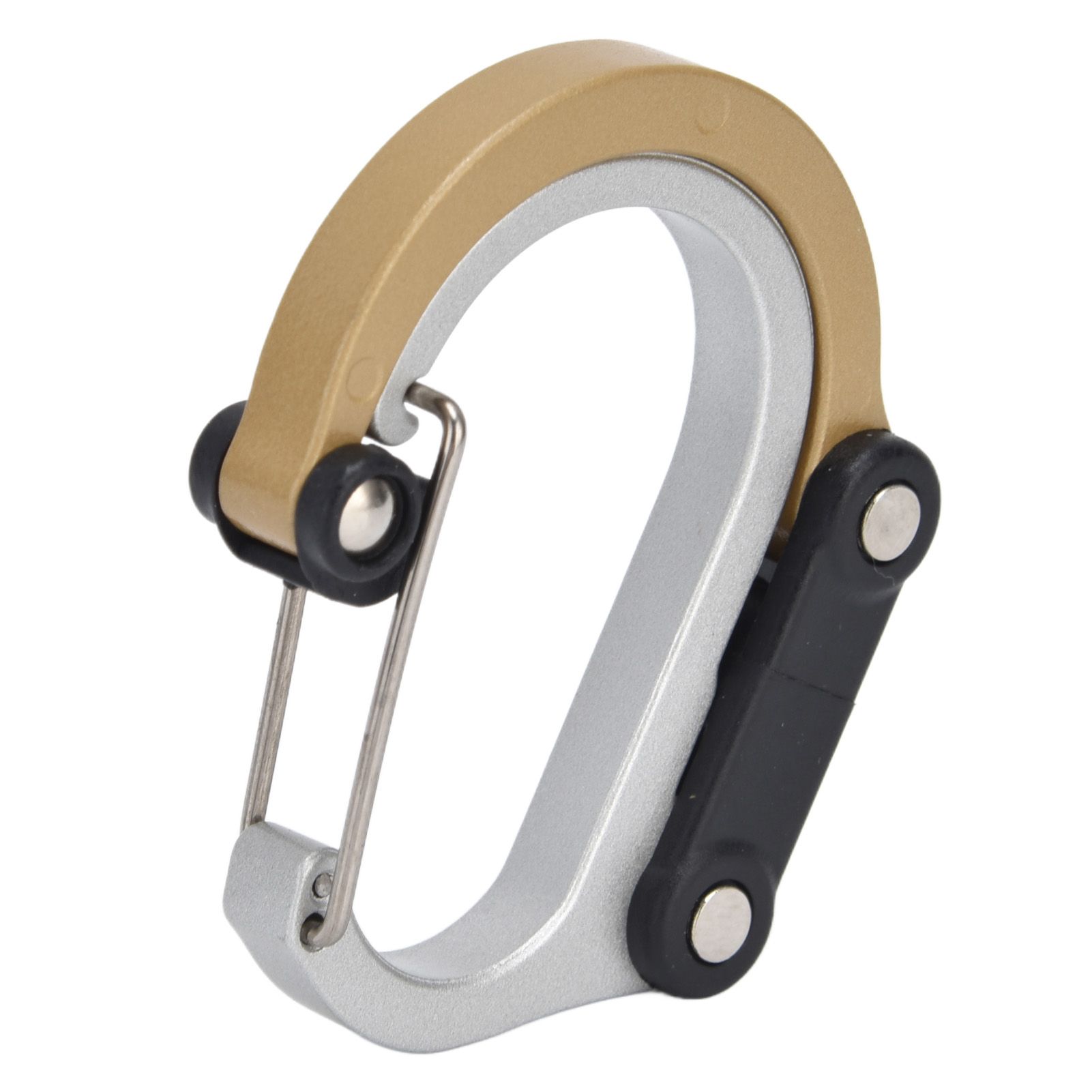 D Type Carabiner Multifunctional Aluminum Alloy Portable Stroller Carabiner for Traveling Camping HikingGold - Image 1