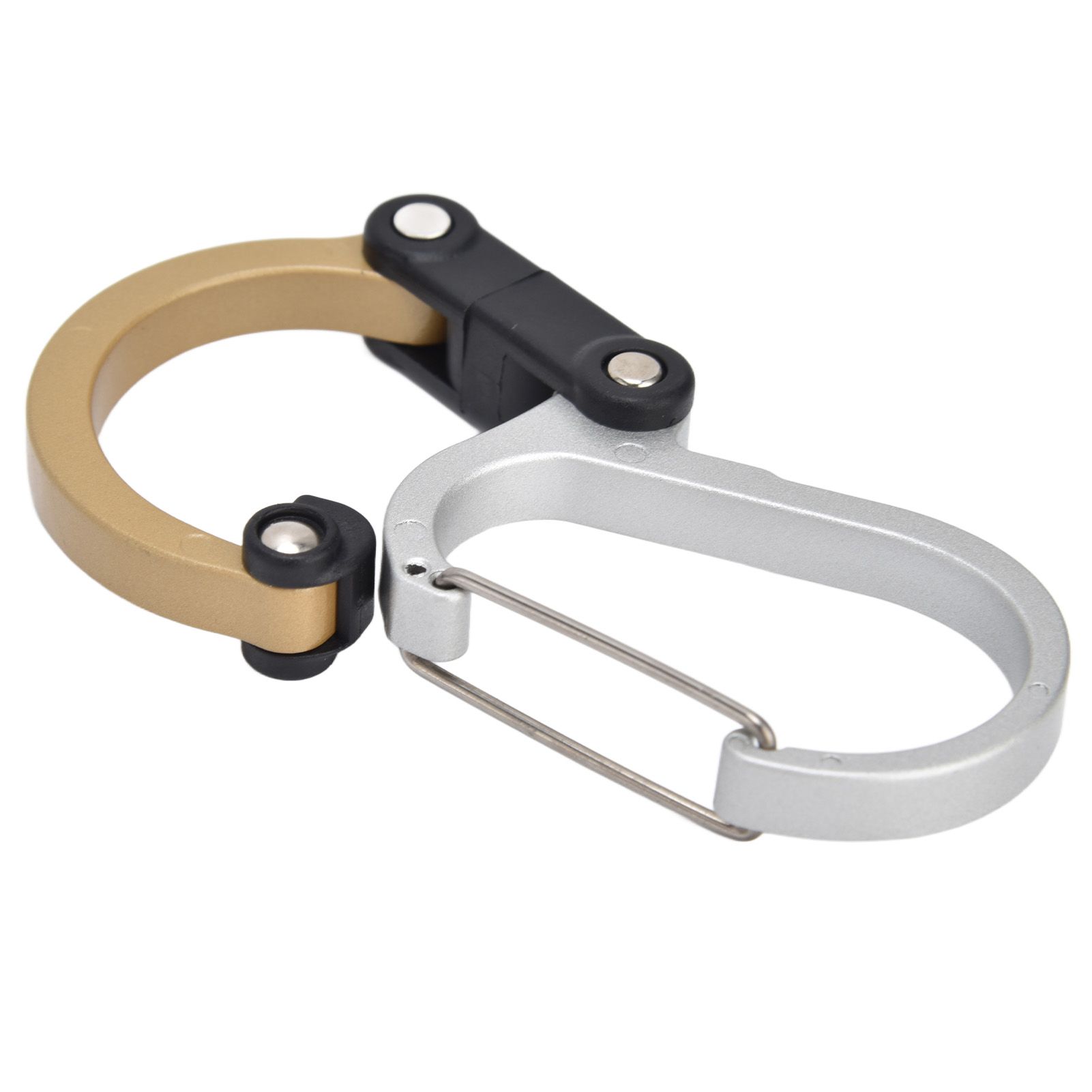 D Type Carabiner Multifunctional Aluminum Alloy Portable Stroller Carabiner for Traveling Camping HikingGold - Image 2