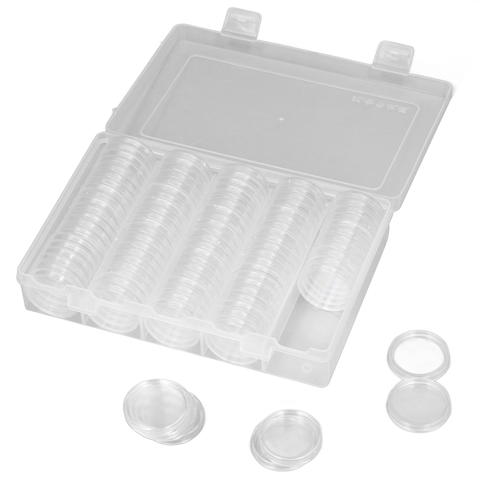 Coin Holder 100 Pieces Storage Plastic Transparent Coin Storage Box with Coin Capsules for Coin Collection Exhibition - Image 1