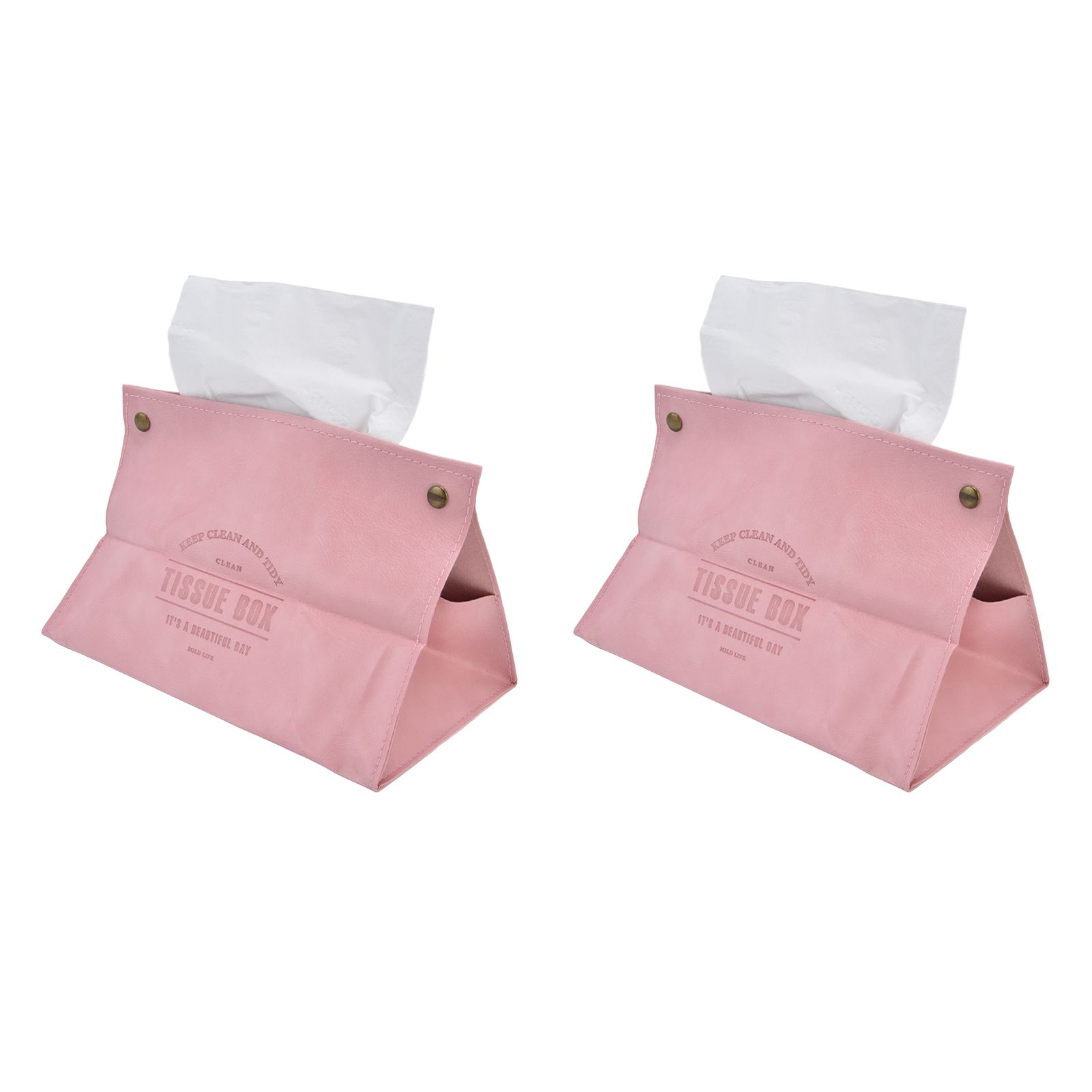 2 Packs Tissue Box Cover Nordic Handbag Styling Medroom Artificial Leather Tissue Box Cover Holder for Living RoomPink - Image 2