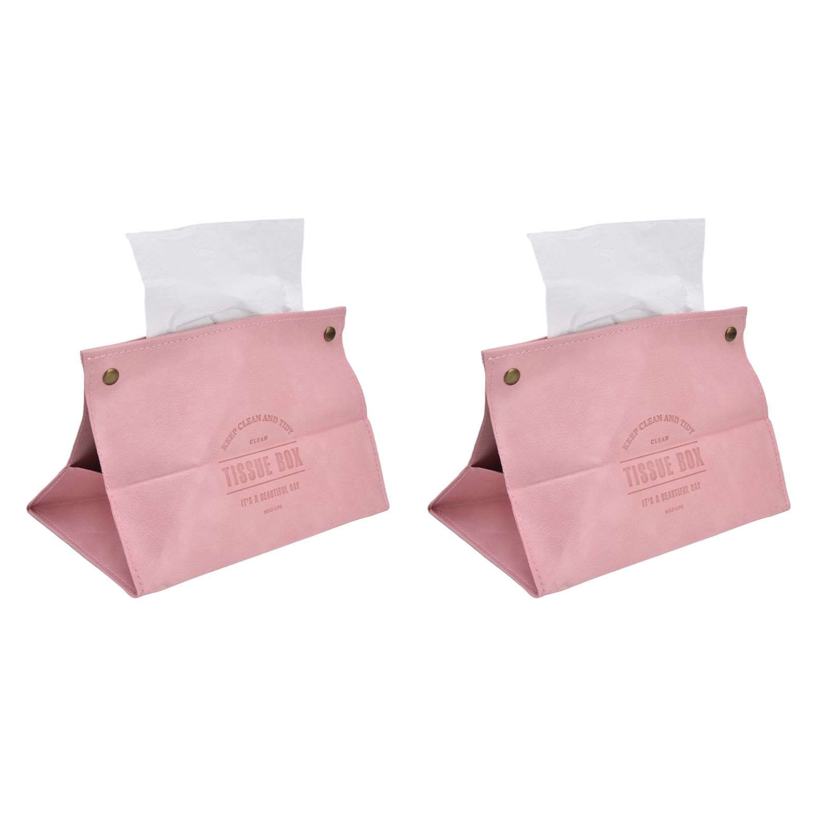 2 Packs Tissue Box Cover Nordic Handbag Styling Medroom Artificial Leather Tissue Box Cover Holder for Living RoomPink - Image 7