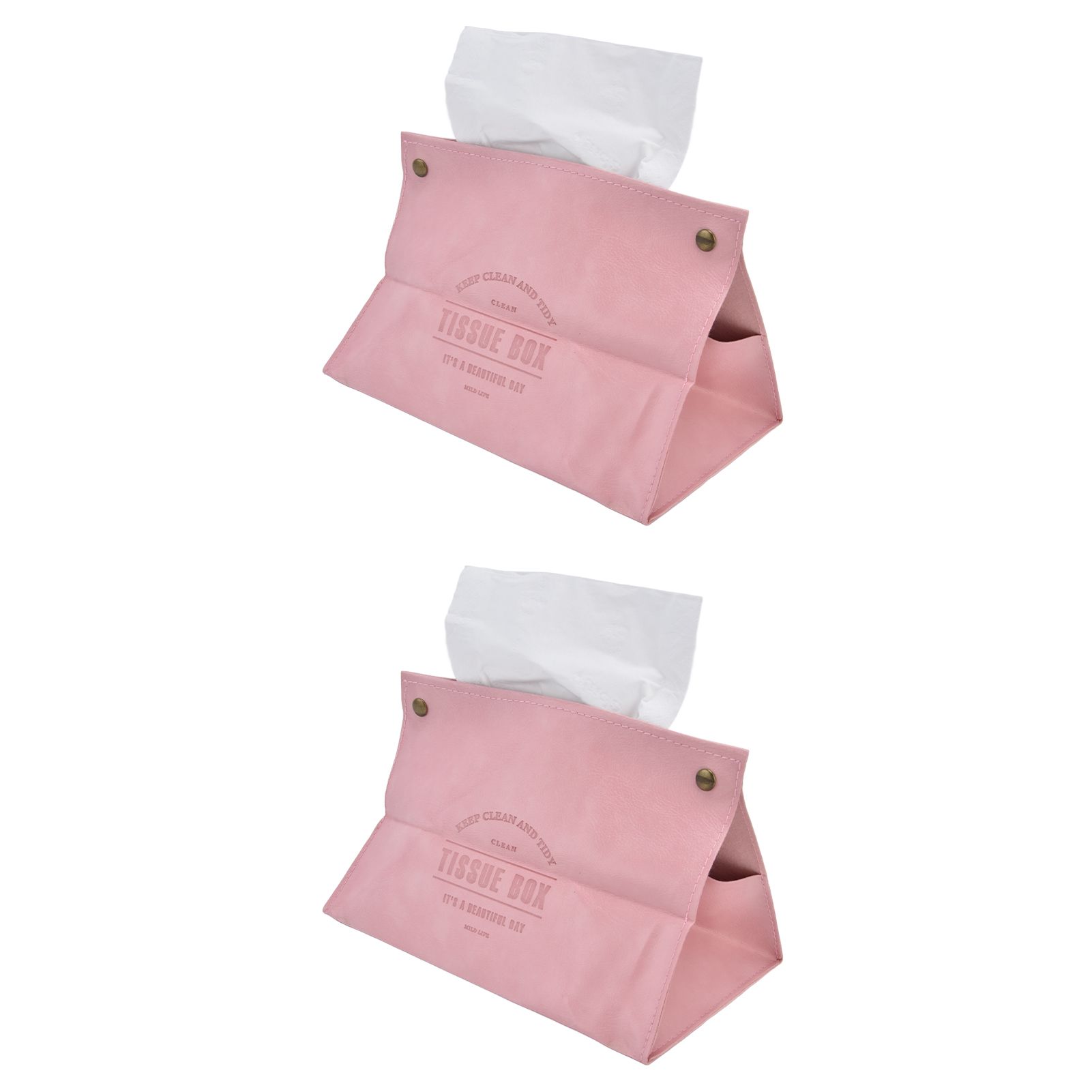2 Packs Tissue Box Cover Nordic Handbag Styling Medroom Artificial Leather Tissue Box Cover Holder for Living RoomPink - Image 8