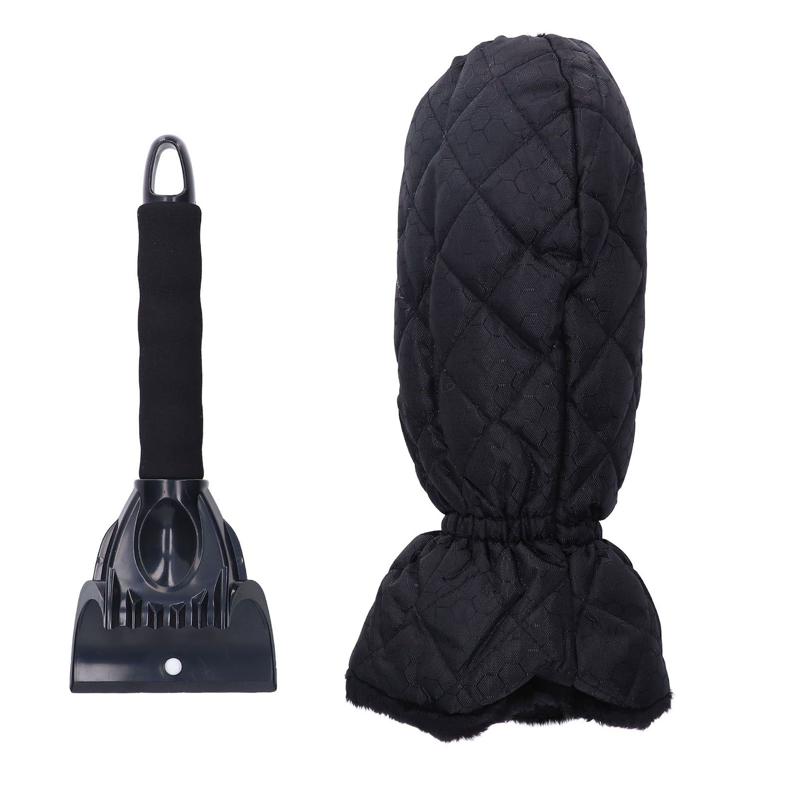 Waterproof Ice Scraper Mitt 2 in 1 Design Elastic Band Design Easy to Hold Convenient Cold Proof Car Snow Scraper GloveBlack - Image 1