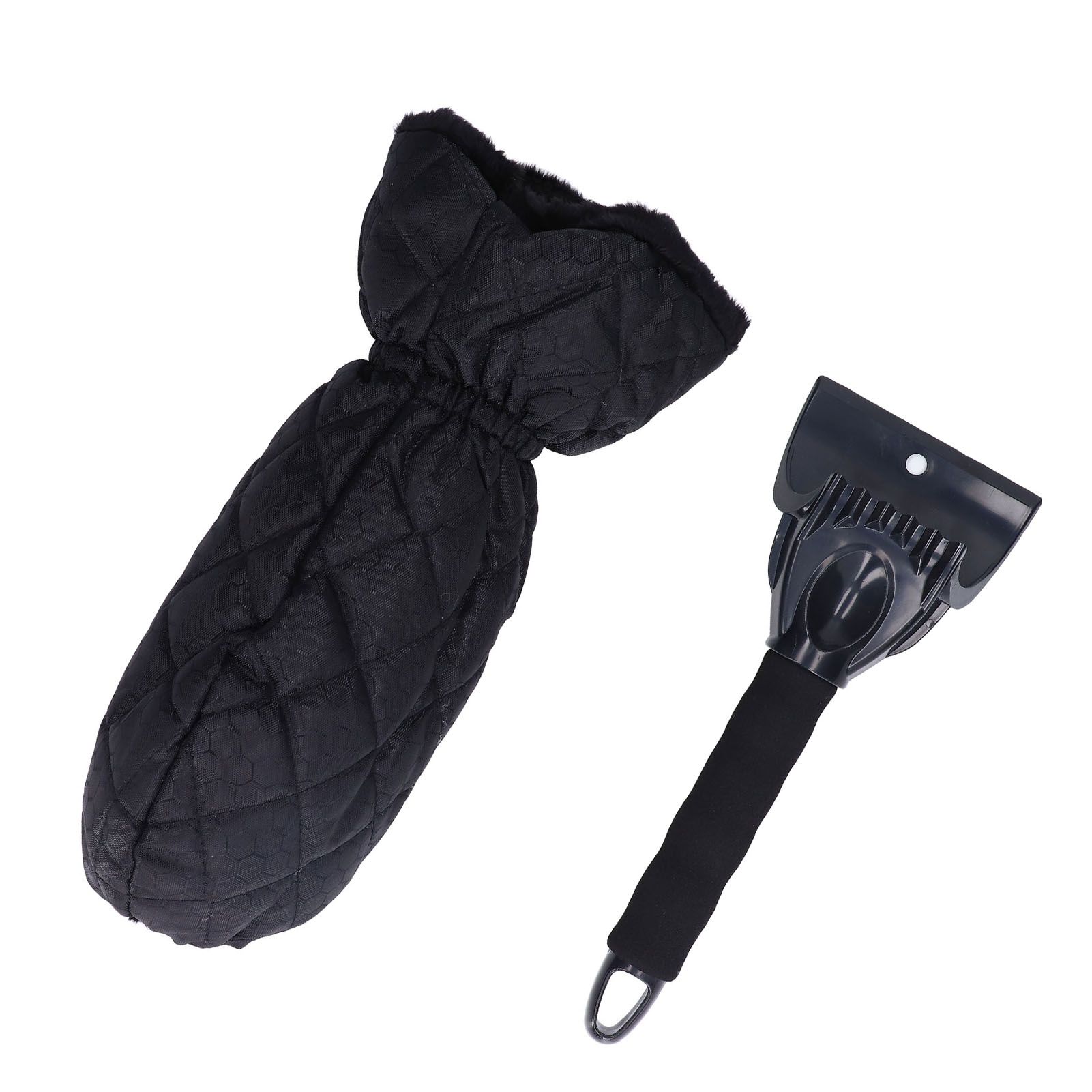 Waterproof Ice Scraper Mitt 2 in 1 Design Elastic Band Design Easy to Hold Convenient Cold Proof Car Snow Scraper GloveBlack - Image 2
