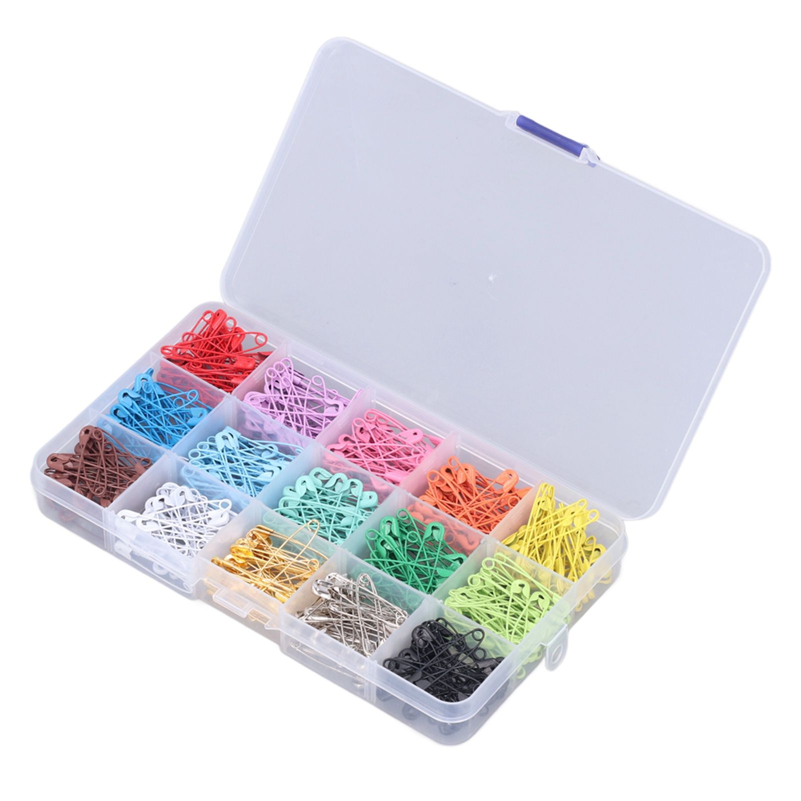 Safety Pins DIY Making Reliable Locking Design Glossy Bright Small Compact Sewing Accessories for Art Project15 Colors 300 Pcs/Box - Image 8