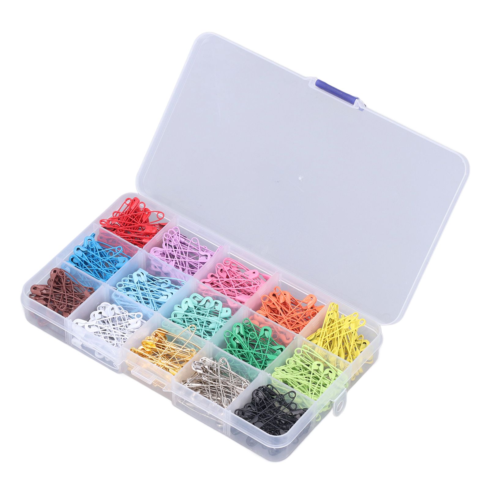 Safety Pins DIY Making Reliable Locking Design Glossy Bright Small Compact Sewing Accessories for Art Project15 Colors 450 Pcs/Box - Image 3