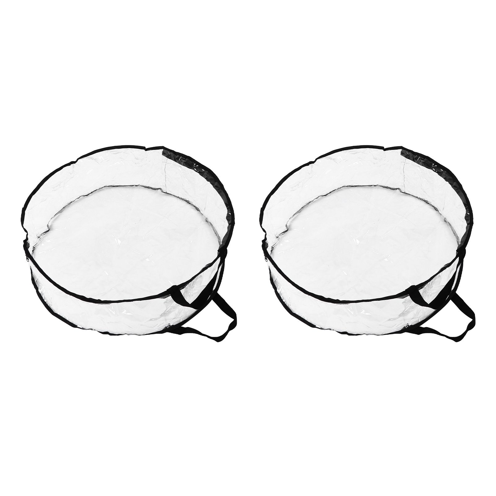 Wreath Storage Container Transparent Round Storage Bag Black Edge PVC Heavy Duty Storage Bag2PCS - Image 1