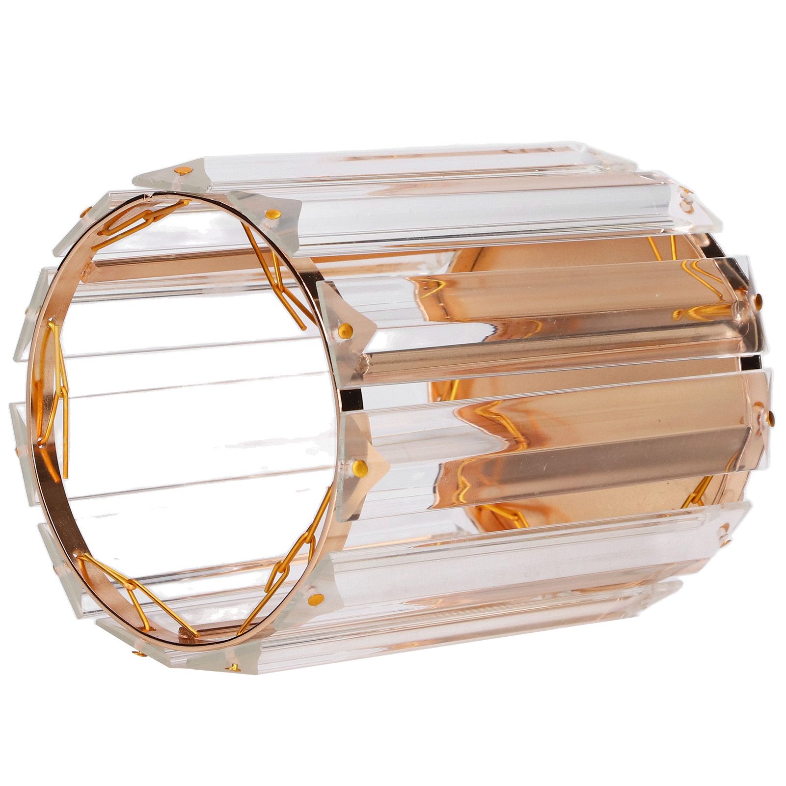 Cosmetic Brush Holder Transparent Glass Round Decorative Desktop Pen Storage Organizer BoxGold - Image 2