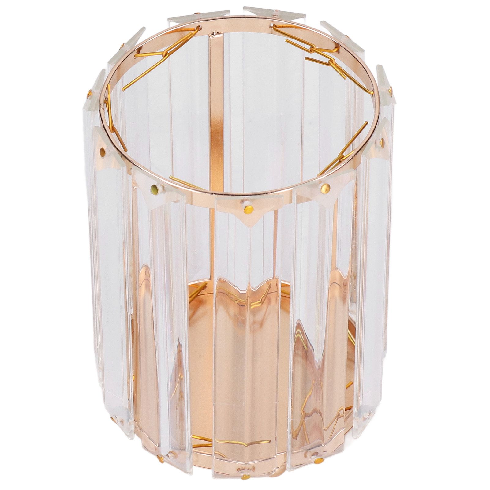 Cosmetic Brush Holder Transparent Glass Round Decorative Desktop Pen Storage Organizer BoxGold - Image 3