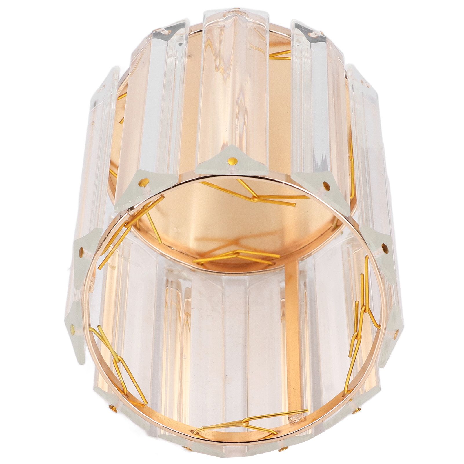 Cosmetic Brush Holder Transparent Glass Round Decorative Desktop Pen Storage Organizer BoxGold - Image 4