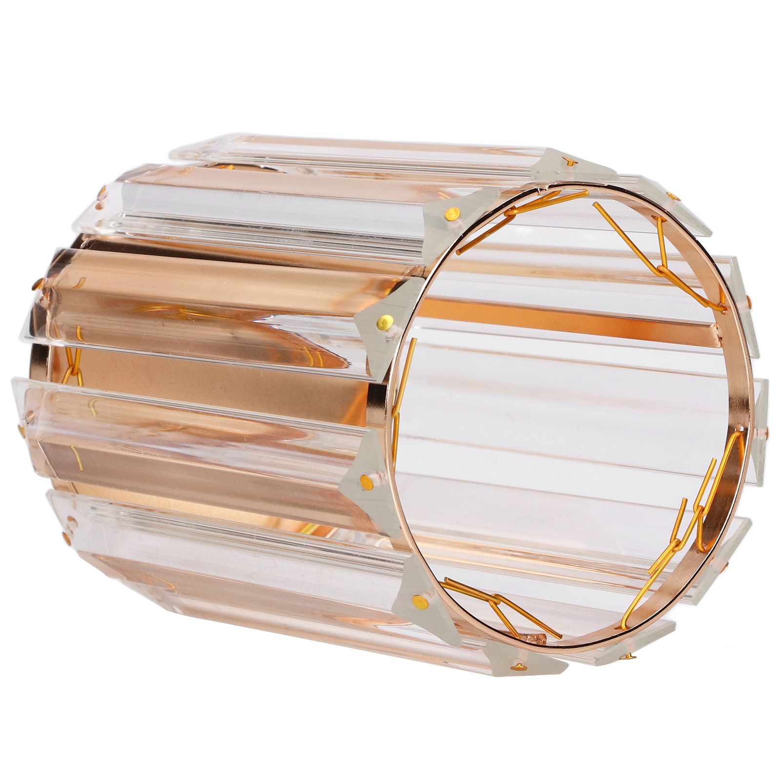 Cosmetic Brush Holder Transparent Glass Round Decorative Desktop Pen Storage Organizer BoxGold - Image 5