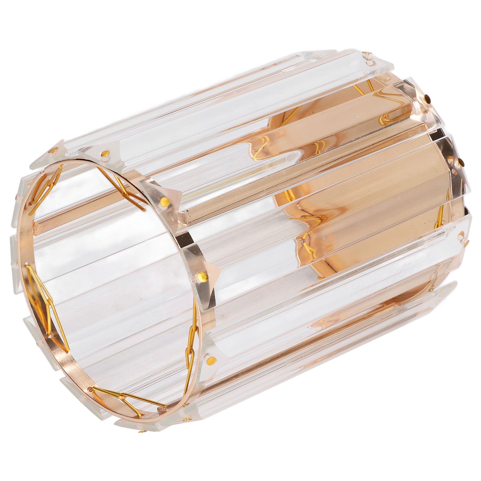 Cosmetic Brush Holder Transparent Glass Round Decorative Desktop Pen Storage Organizer BoxGold - Image 7