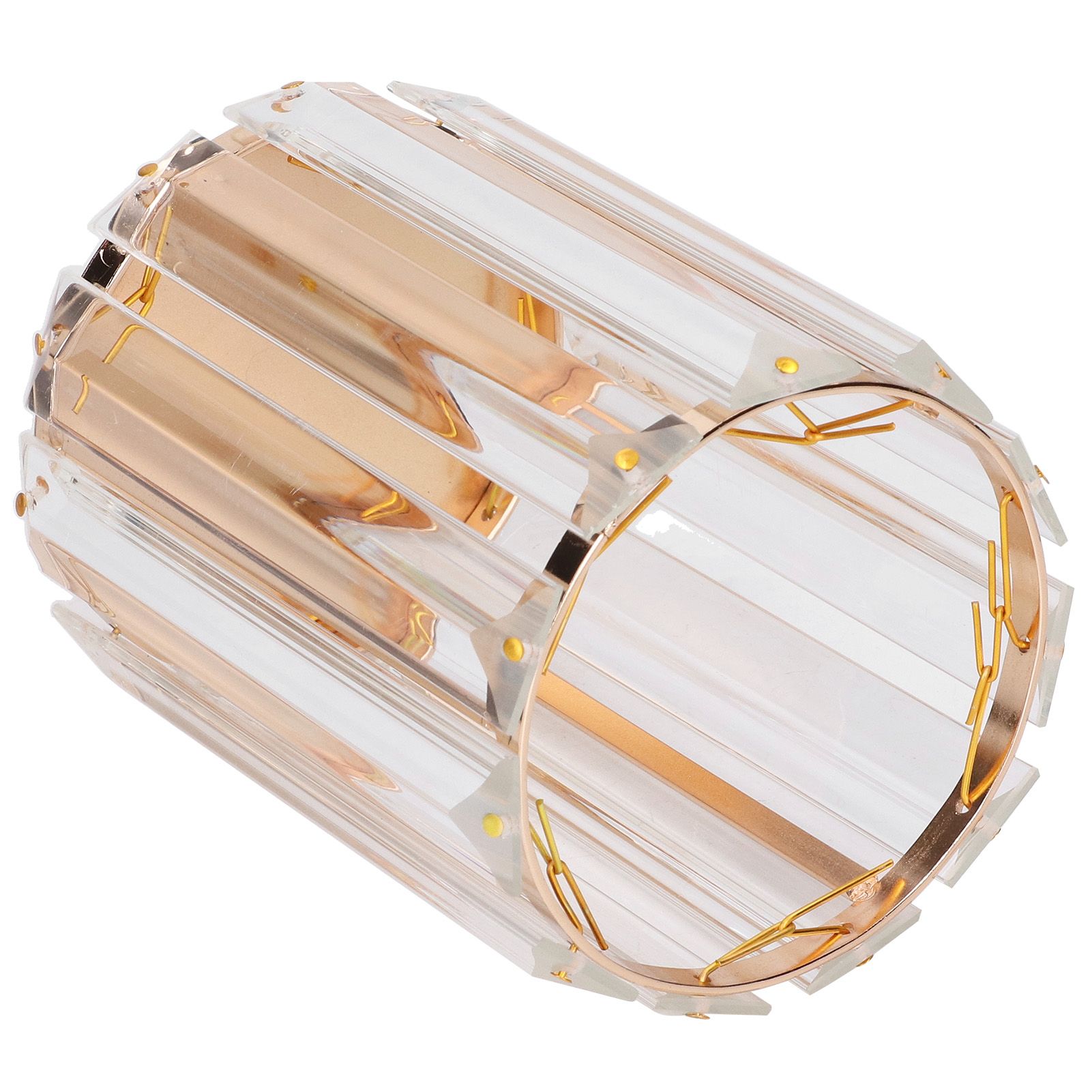 Cosmetic Brush Holder Transparent Glass Round Decorative Desktop Pen Storage Organizer BoxGold - Image 8