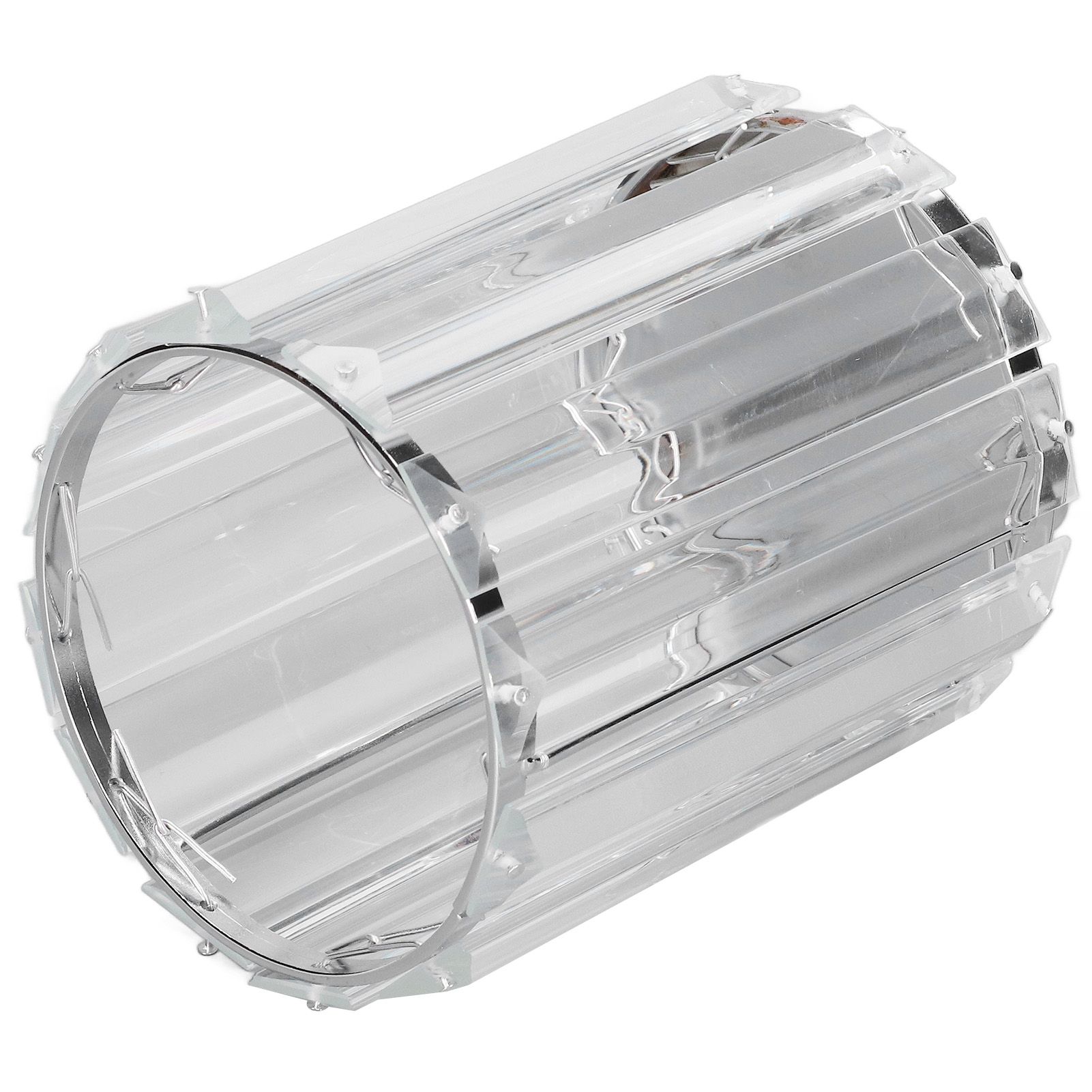 Cosmetic Brush Holder Transparent Glass Round Decorative Desktop Pen Storage Organizer BoxSilver - Image 4